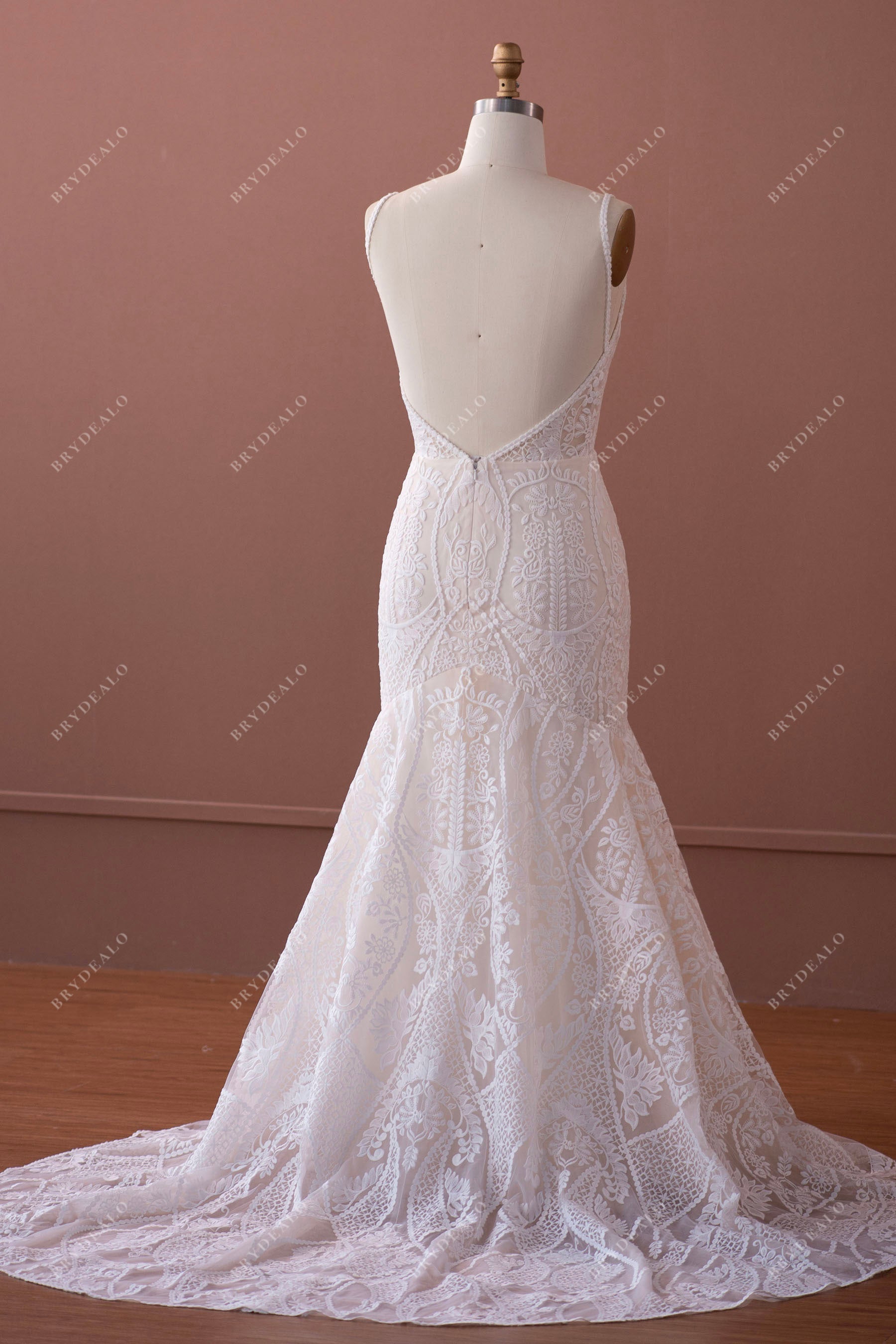 open back lace mermaid destination wedding dress