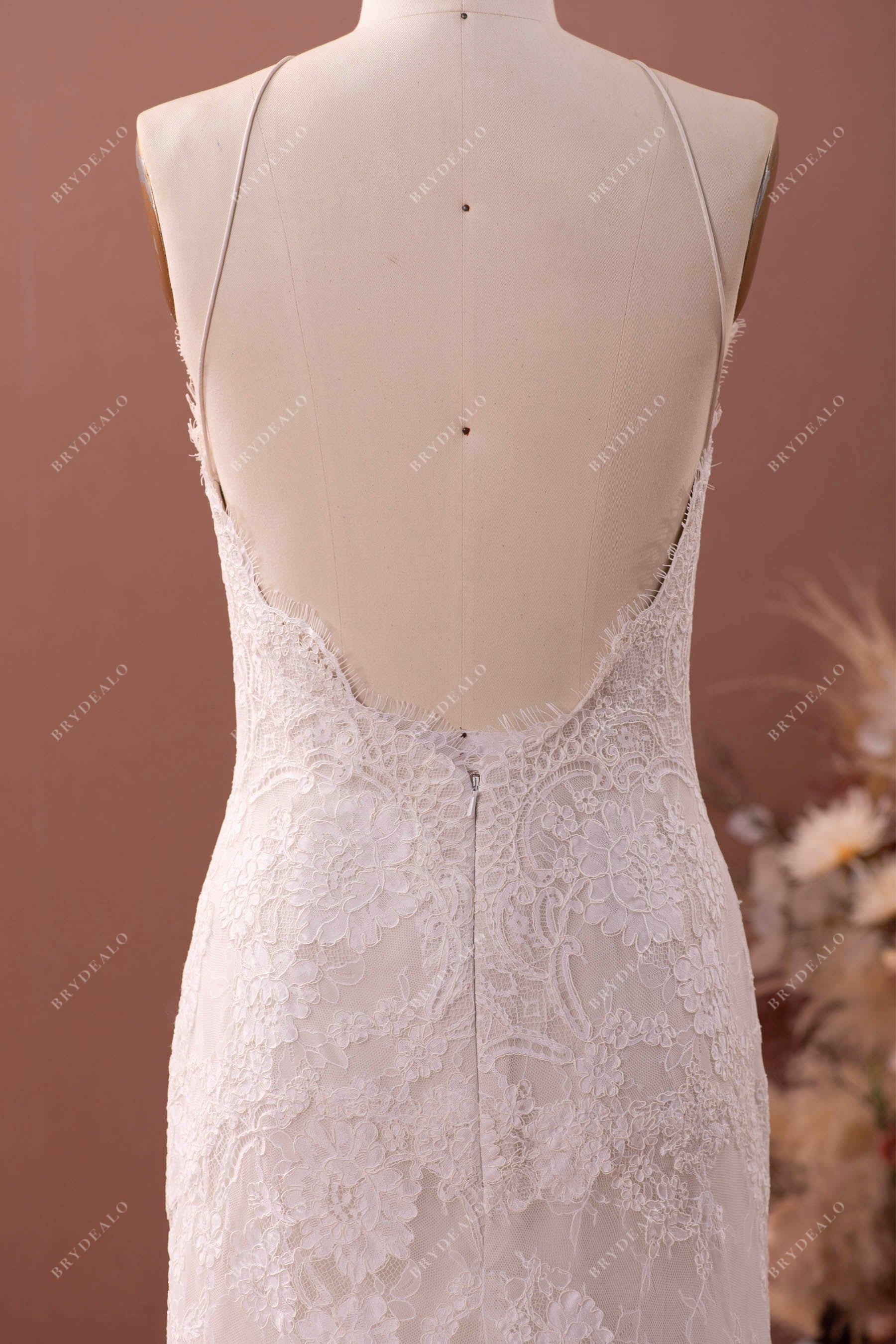 sleeveless sexy open back beach wedding dress