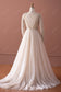 Illusion Lace Floor-length Dress with Half Sleeves Champagne main image 0