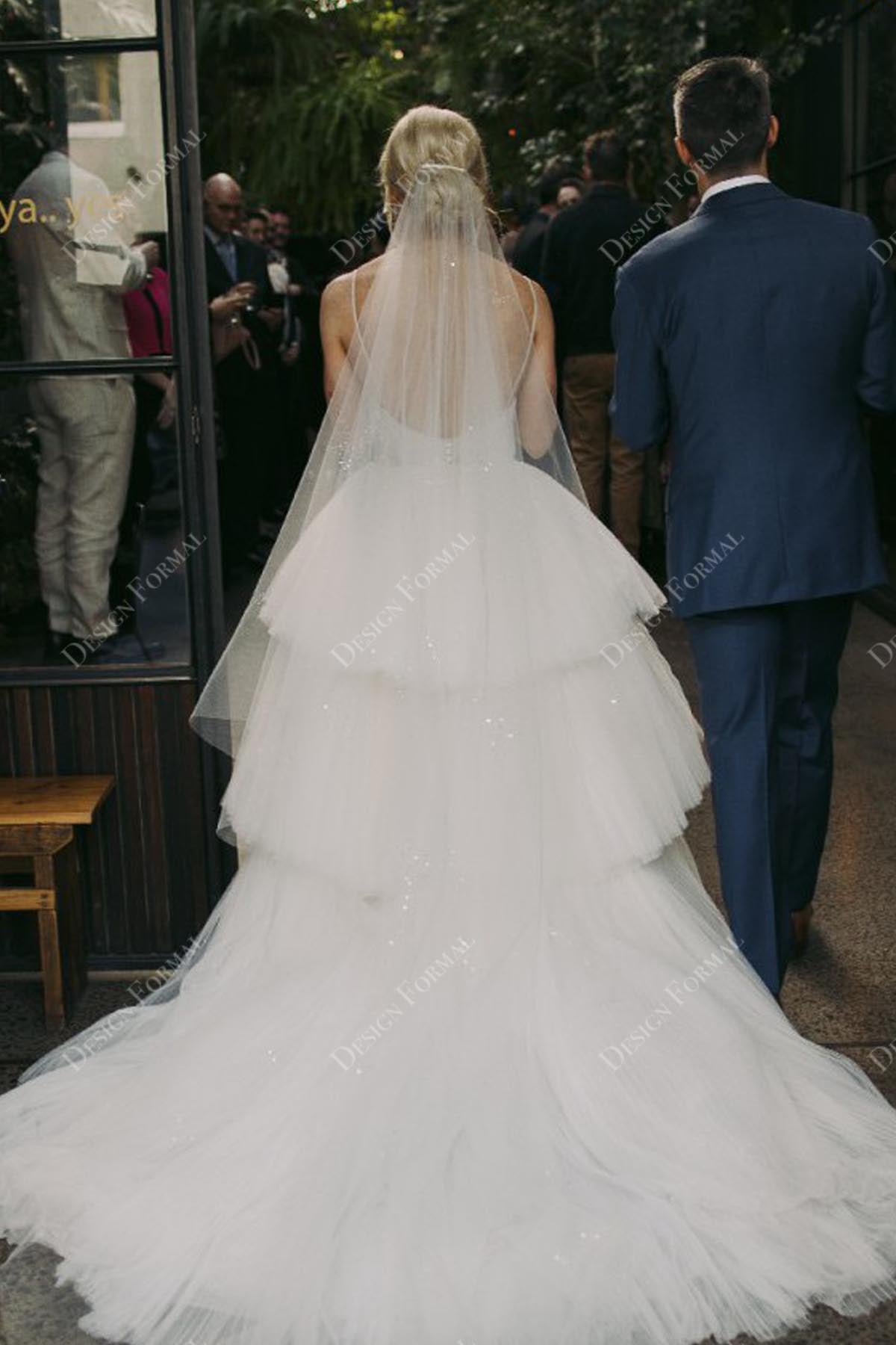 open back long train destination bridal gown