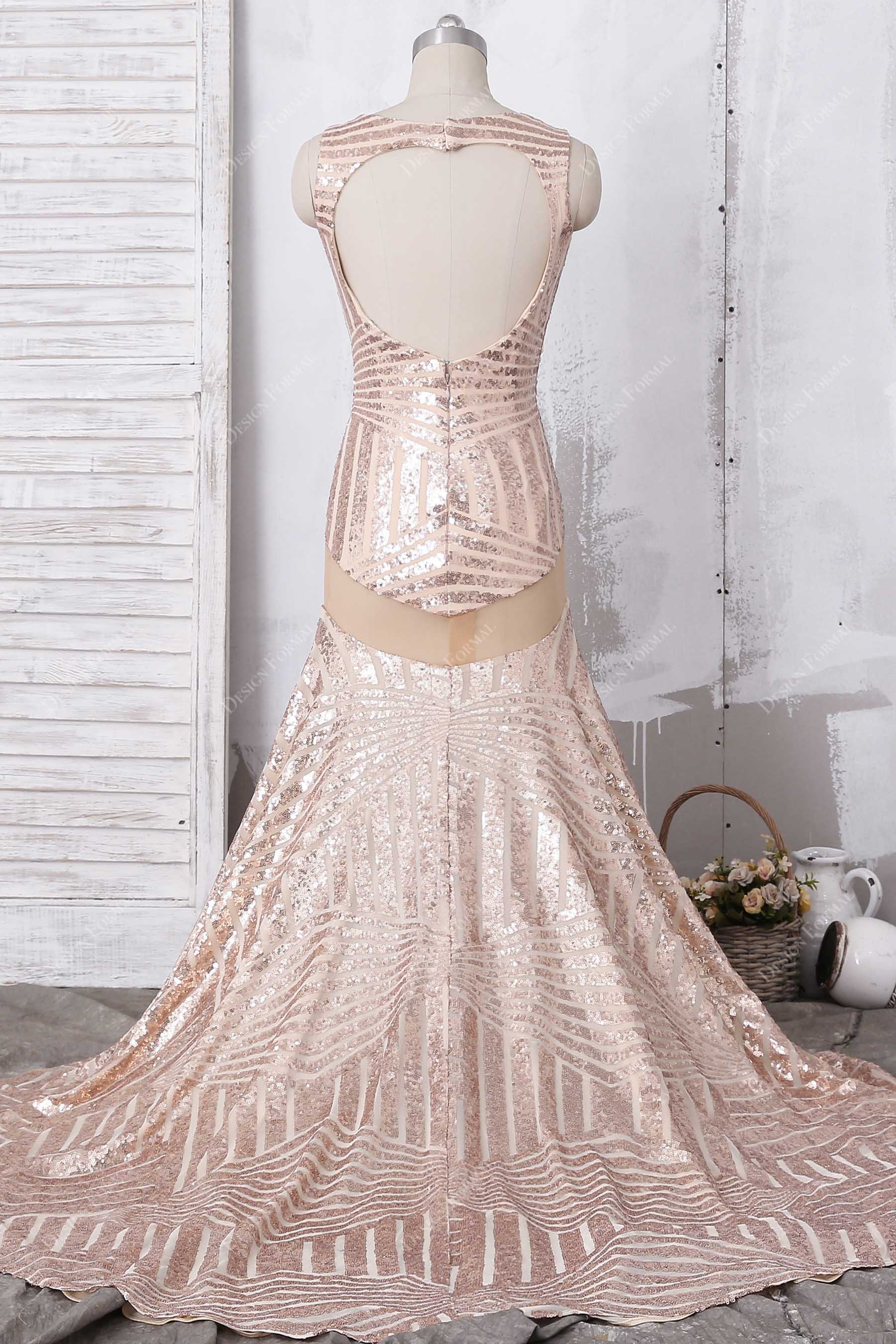open cutout back mermaid prom dress