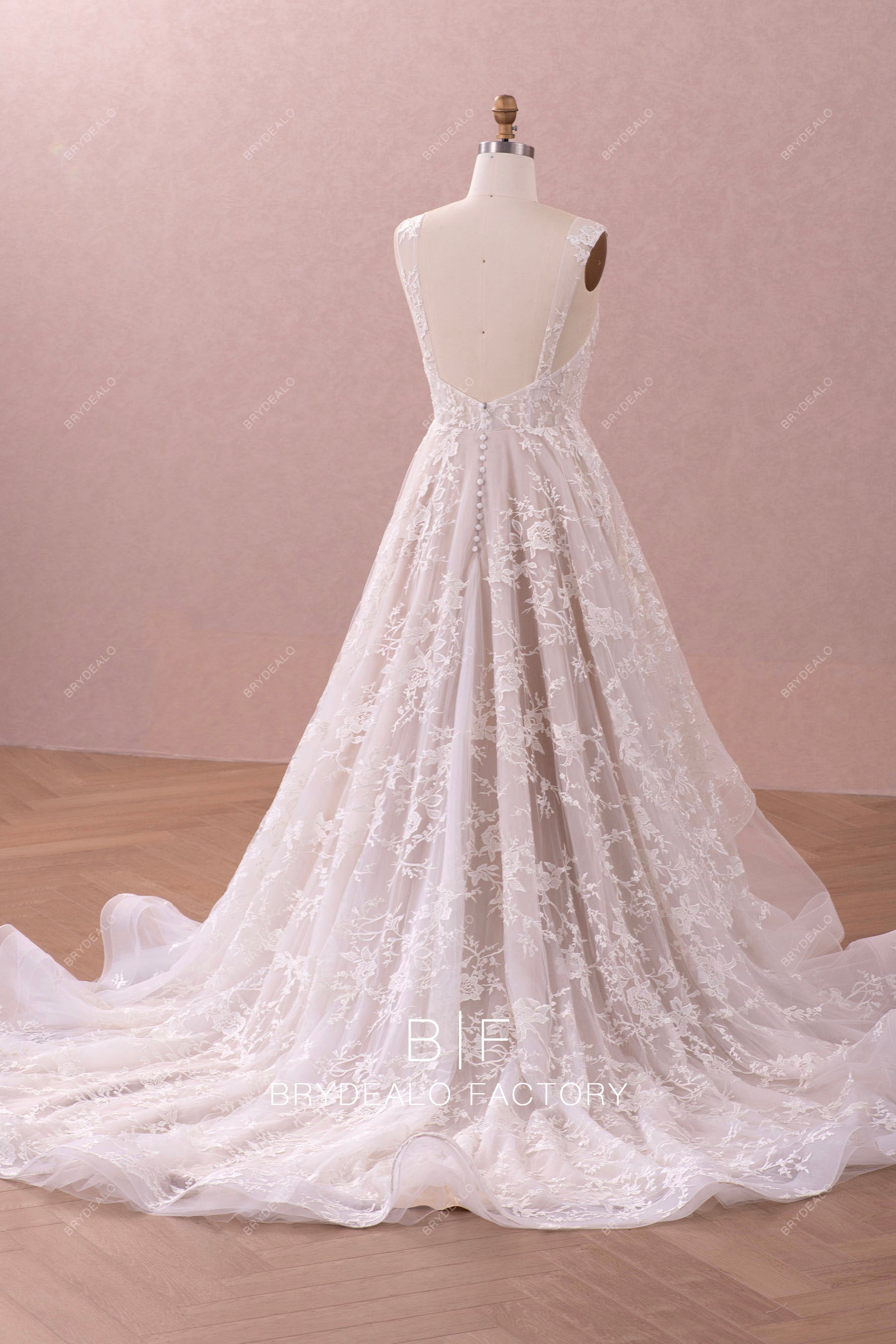 open back designer lace wedding dress