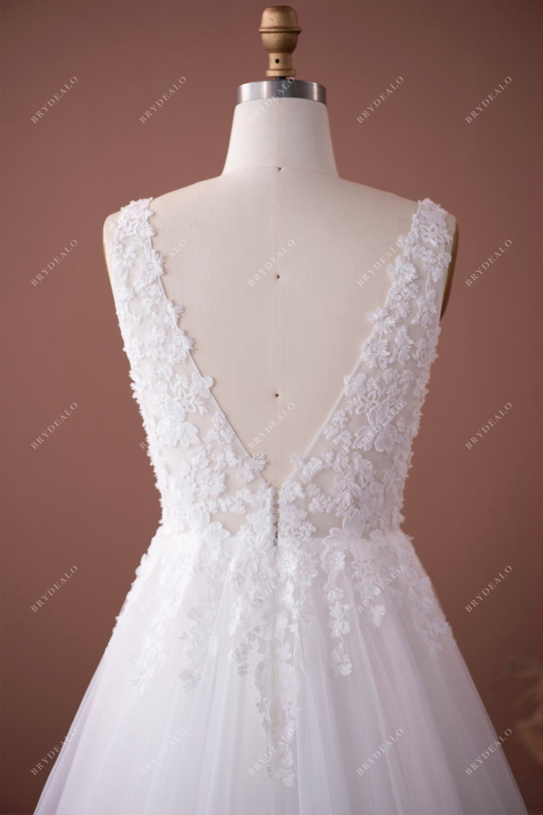 open v-back destination sleeveless wedding dress