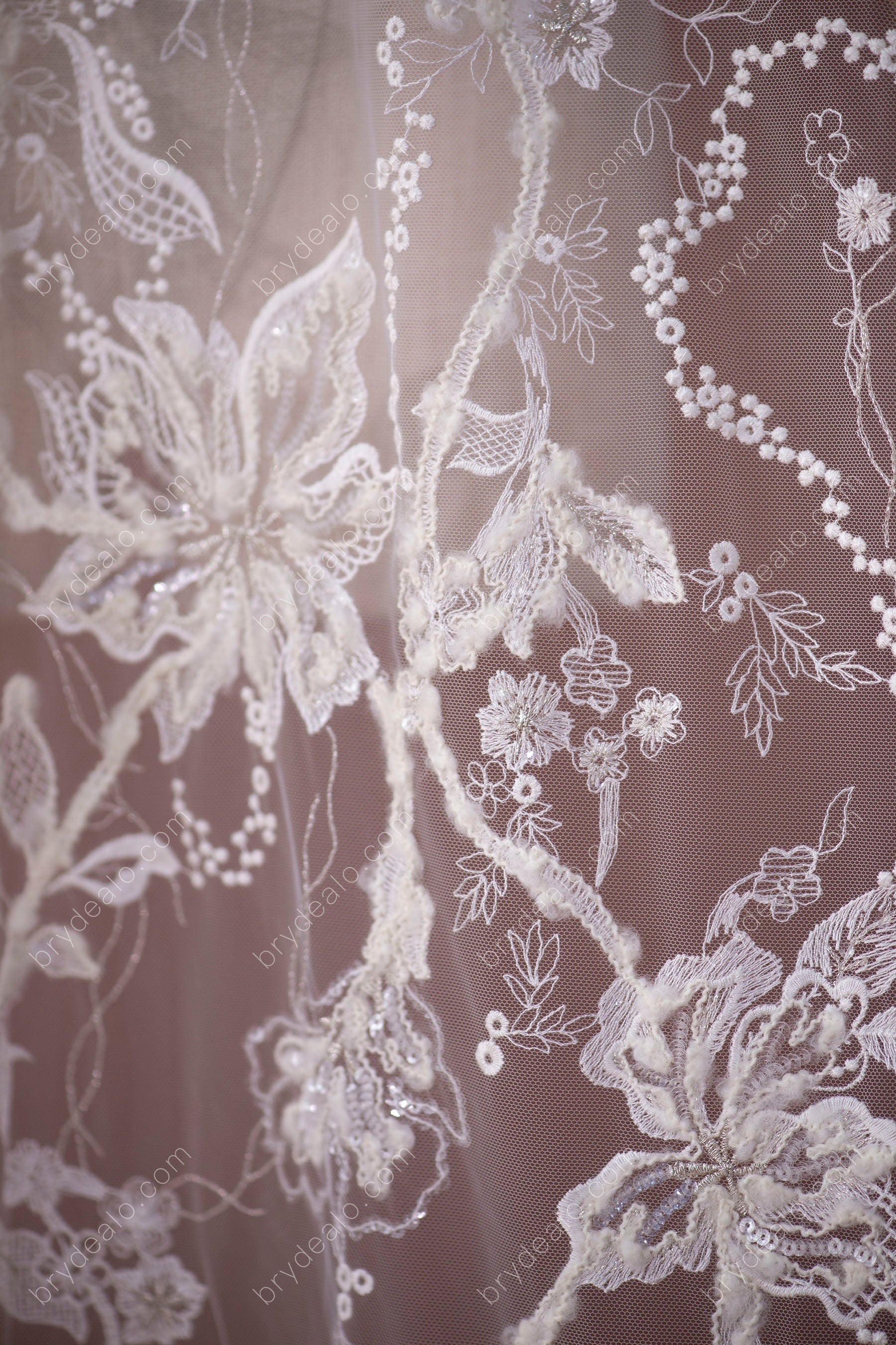 Sequin Flower Embroidery Lace Fabric Online