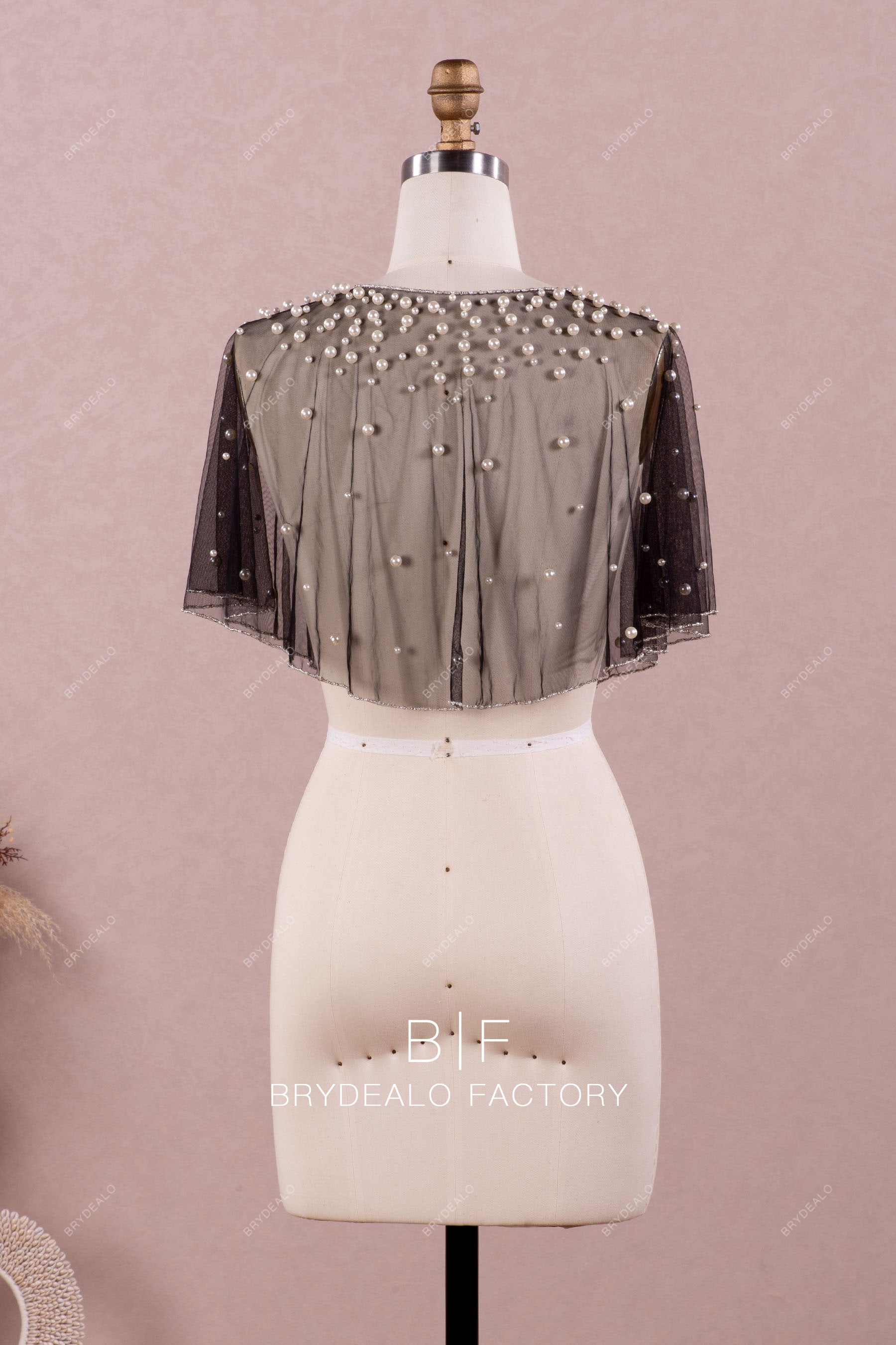 pearl beading short bridal cape online