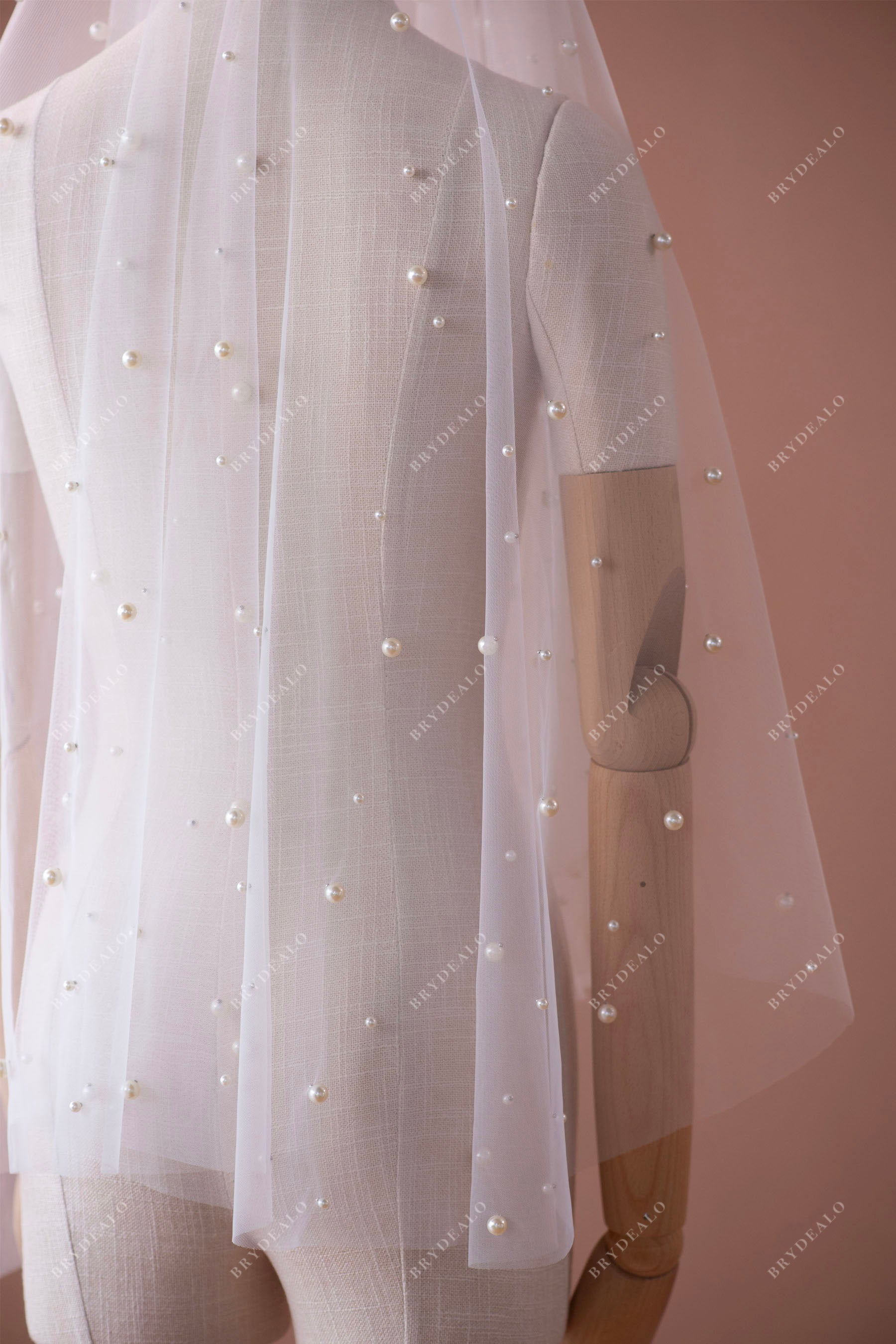 modern allover pearls wedding veil