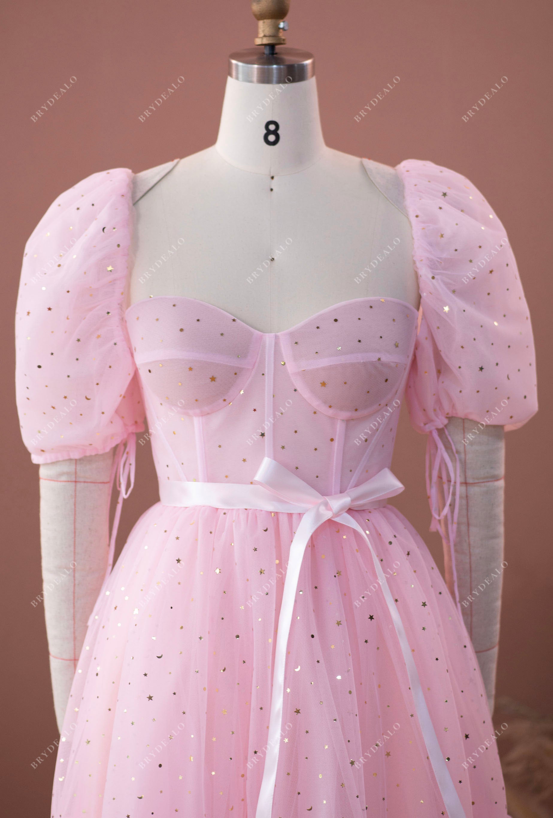 pink corset tea length sweet 16 dress
