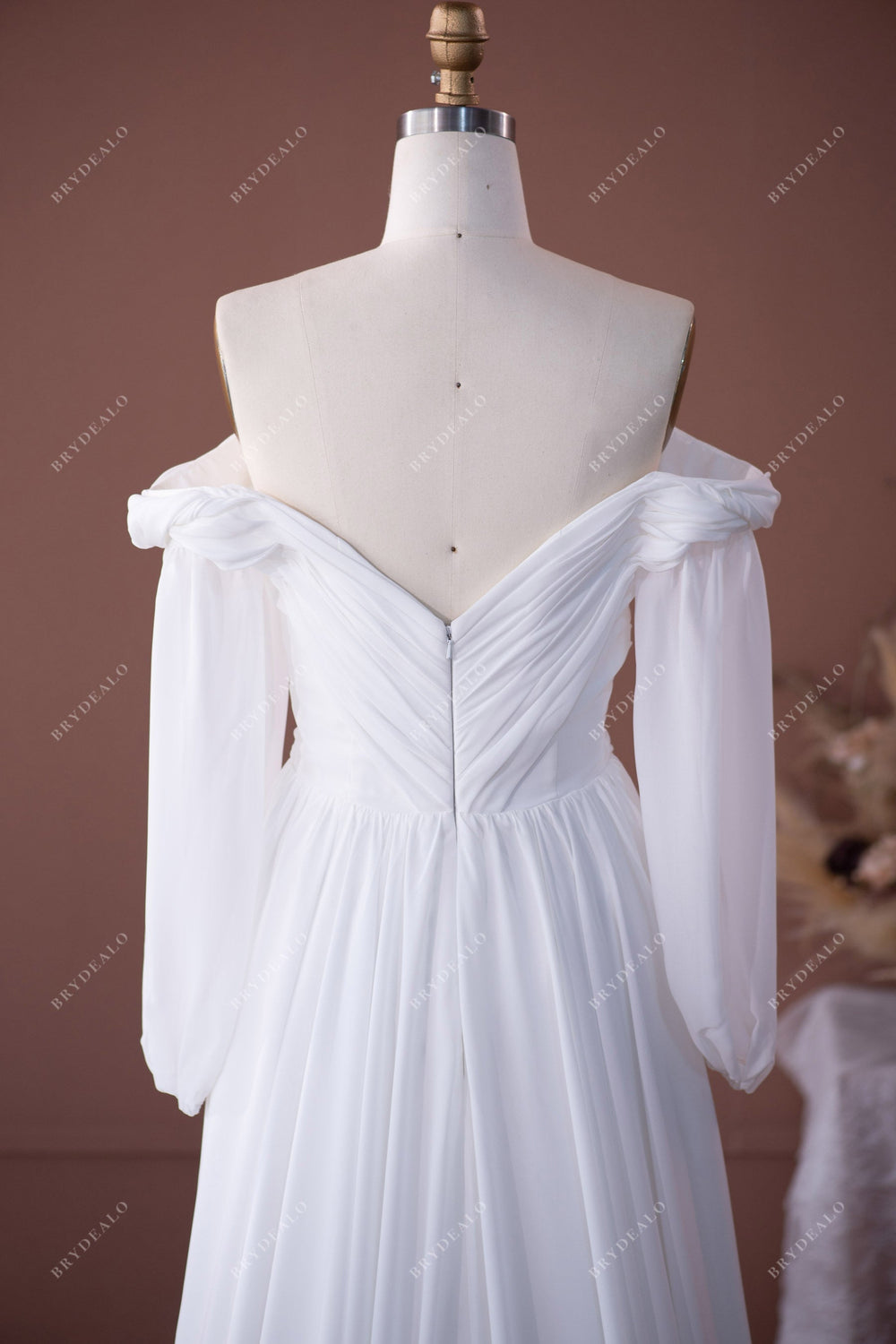 Chiffon Lace Cold Shoulder A Line Wedding Dress main image 1