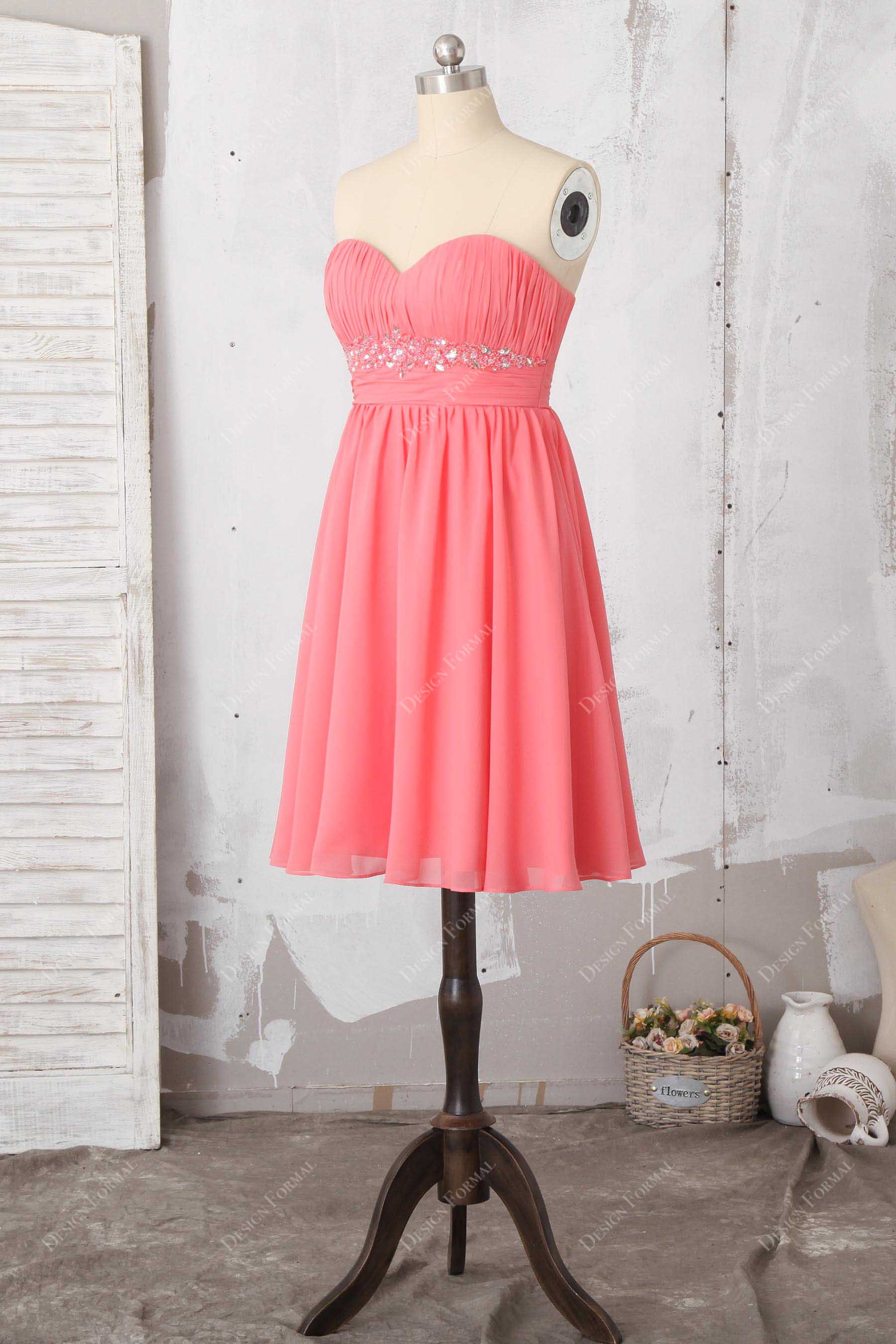 Pink Beaded Bridesmaid Dress