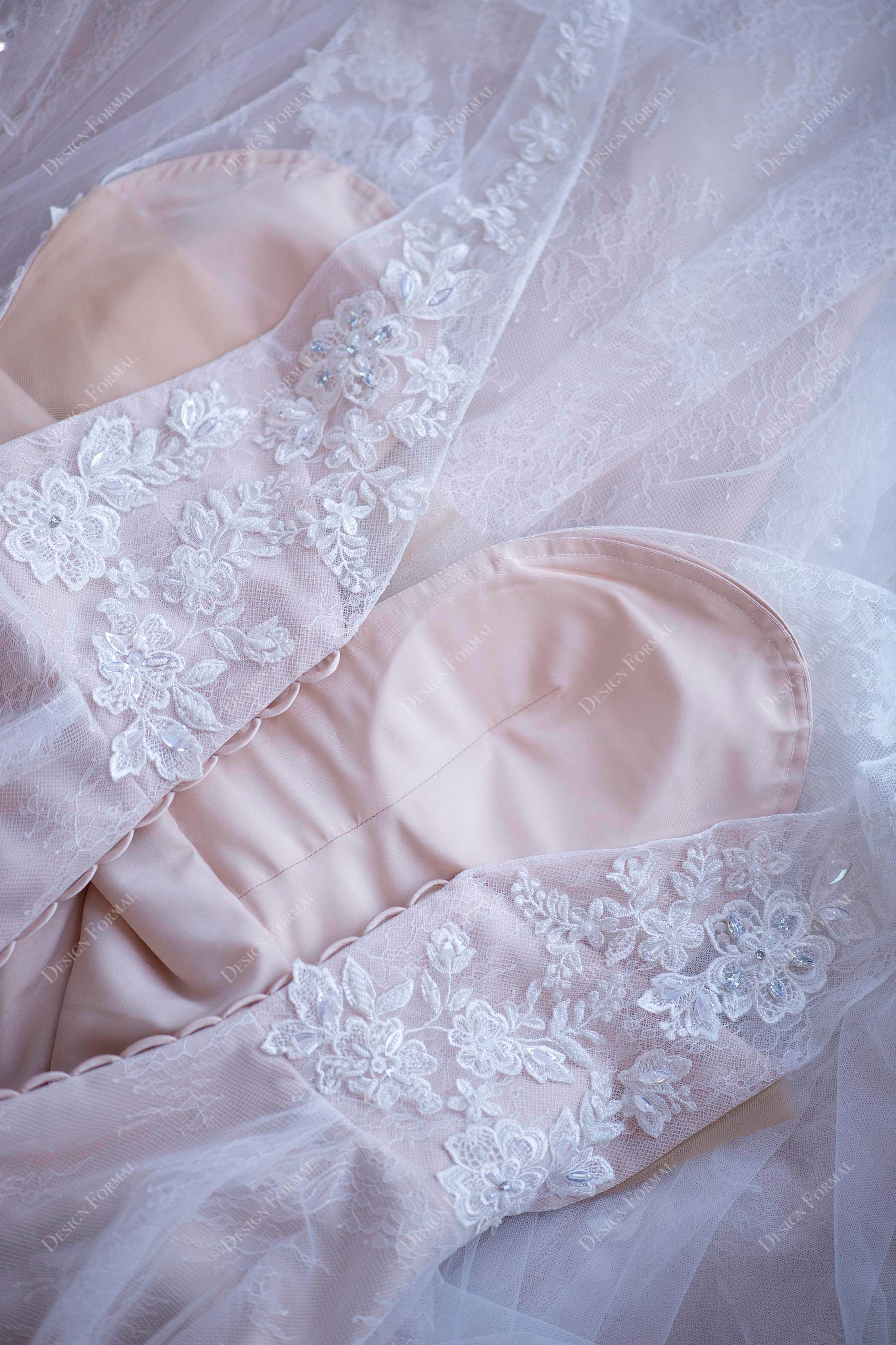 plunging V-neck lace boho bridal dress