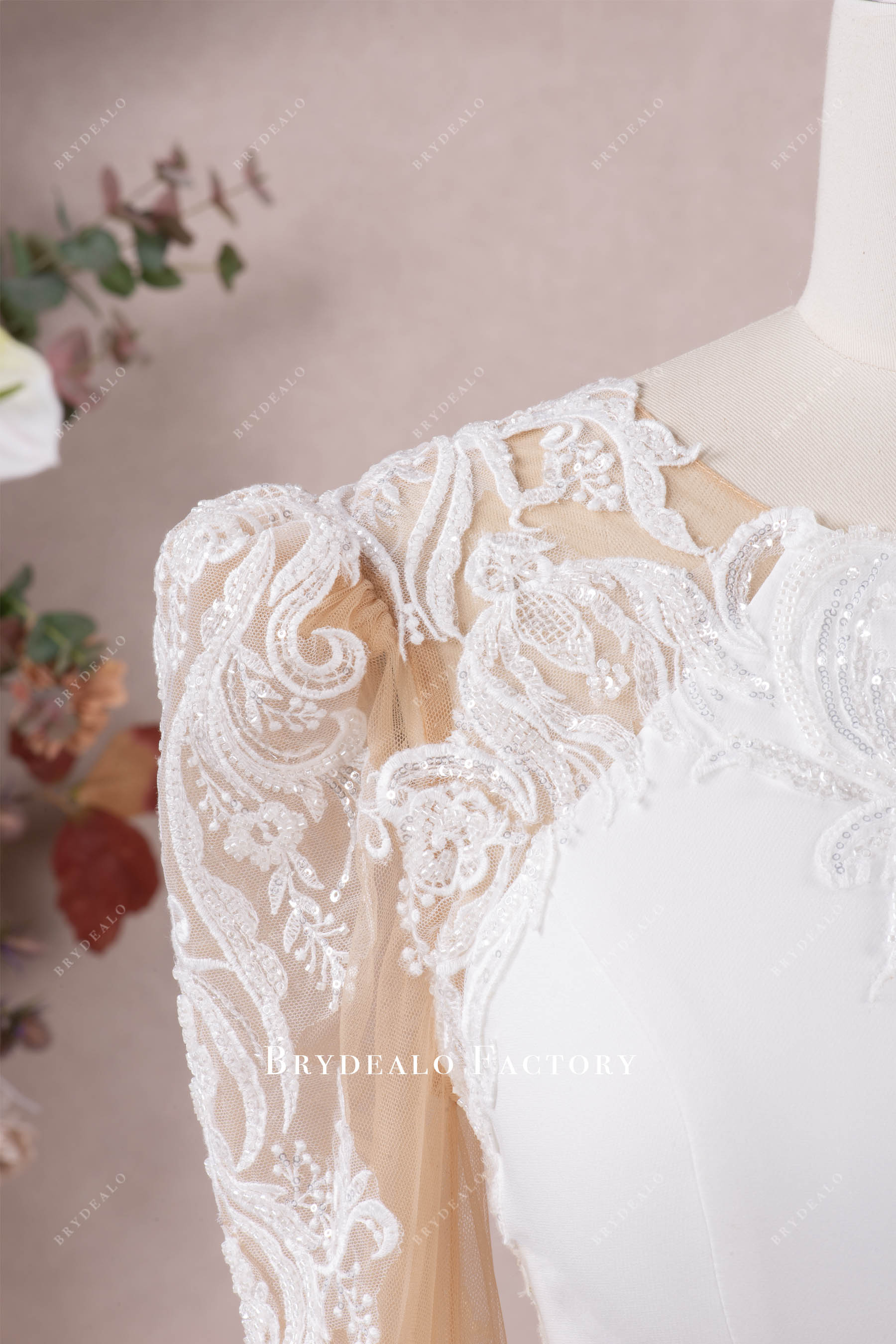 vintage lace raglan sleeves wedding dress