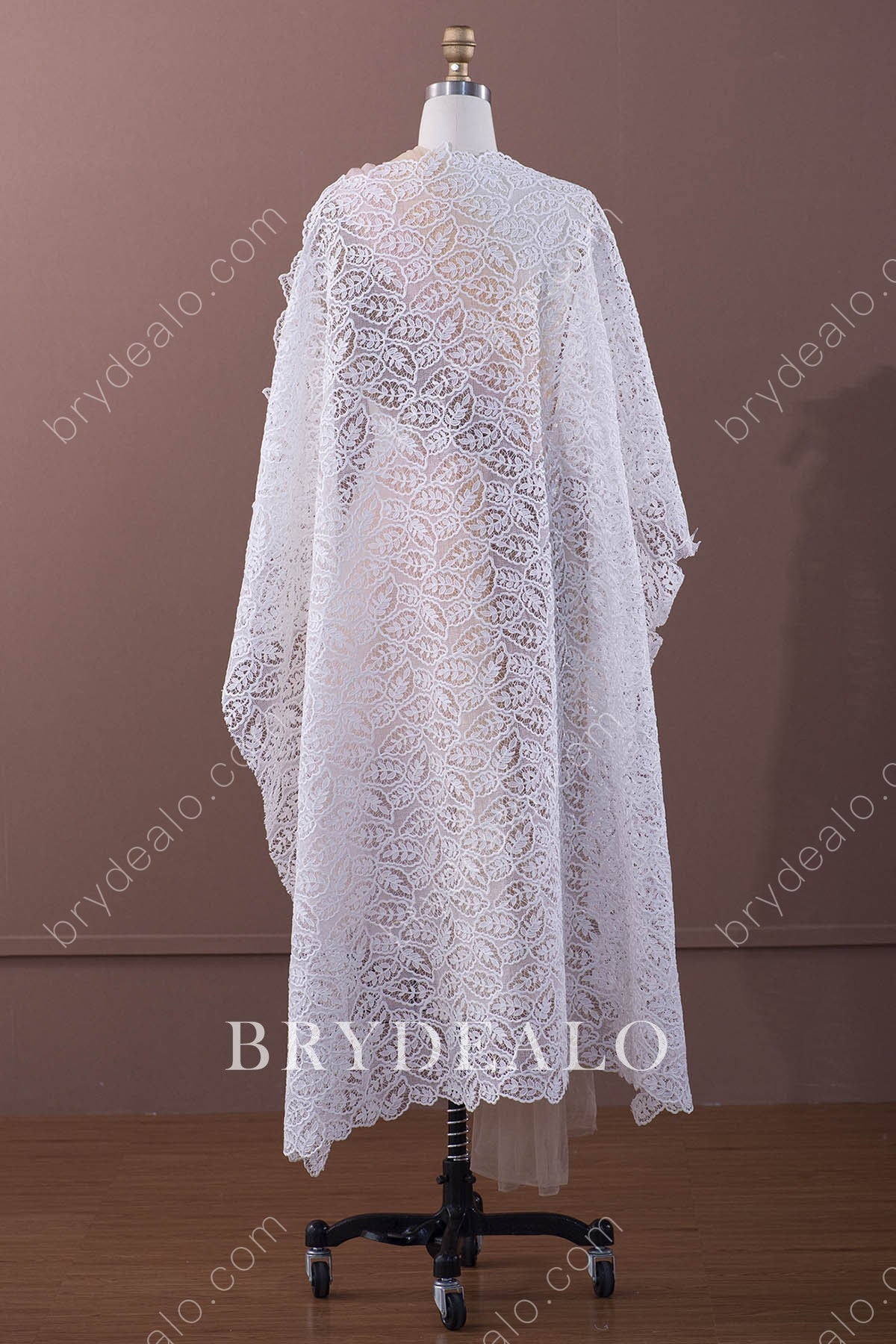 Designer Leaf Lace Elaborate Double Border Bridal Fabric