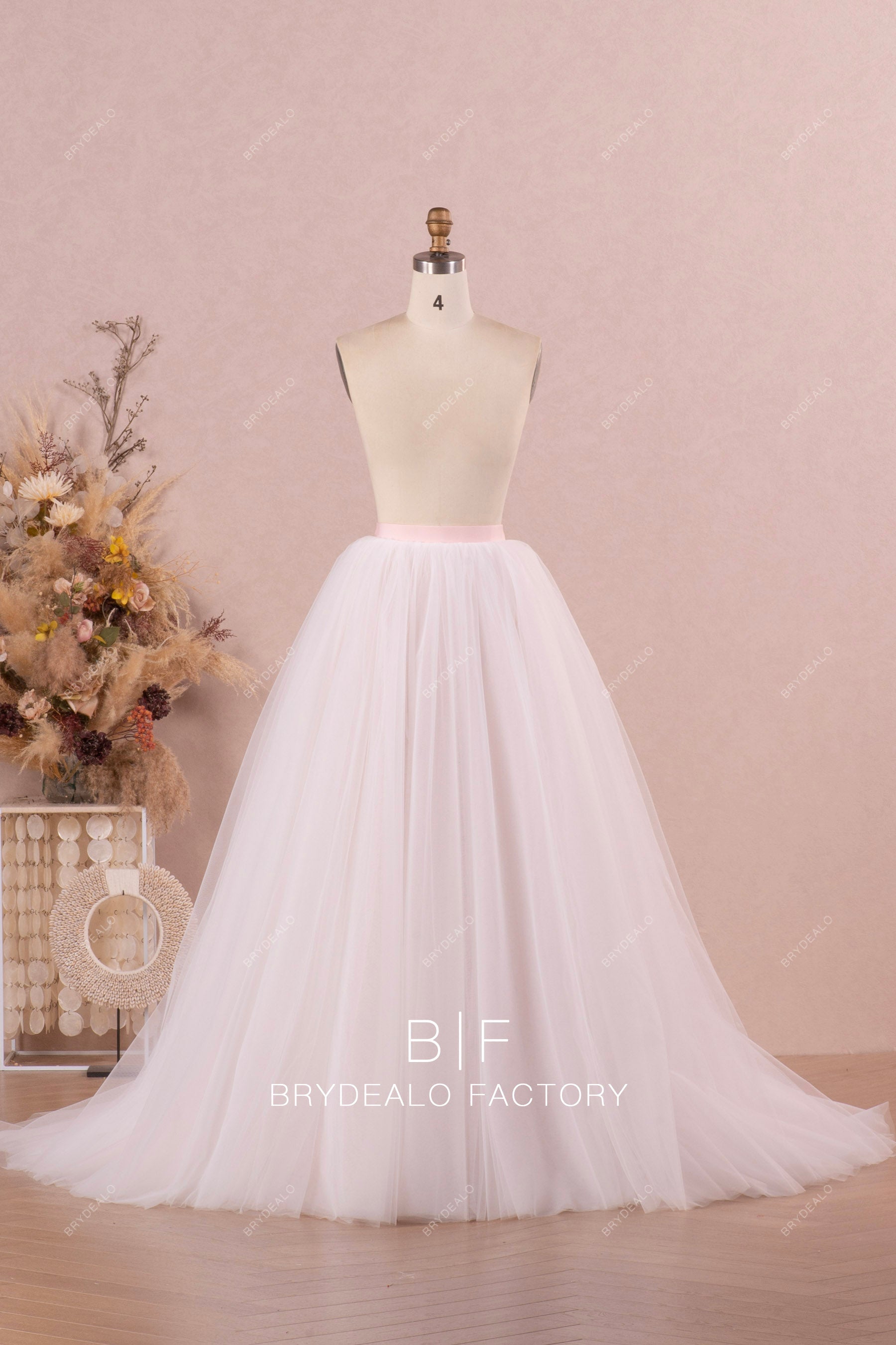 removable puffy tulle wedding overskirt