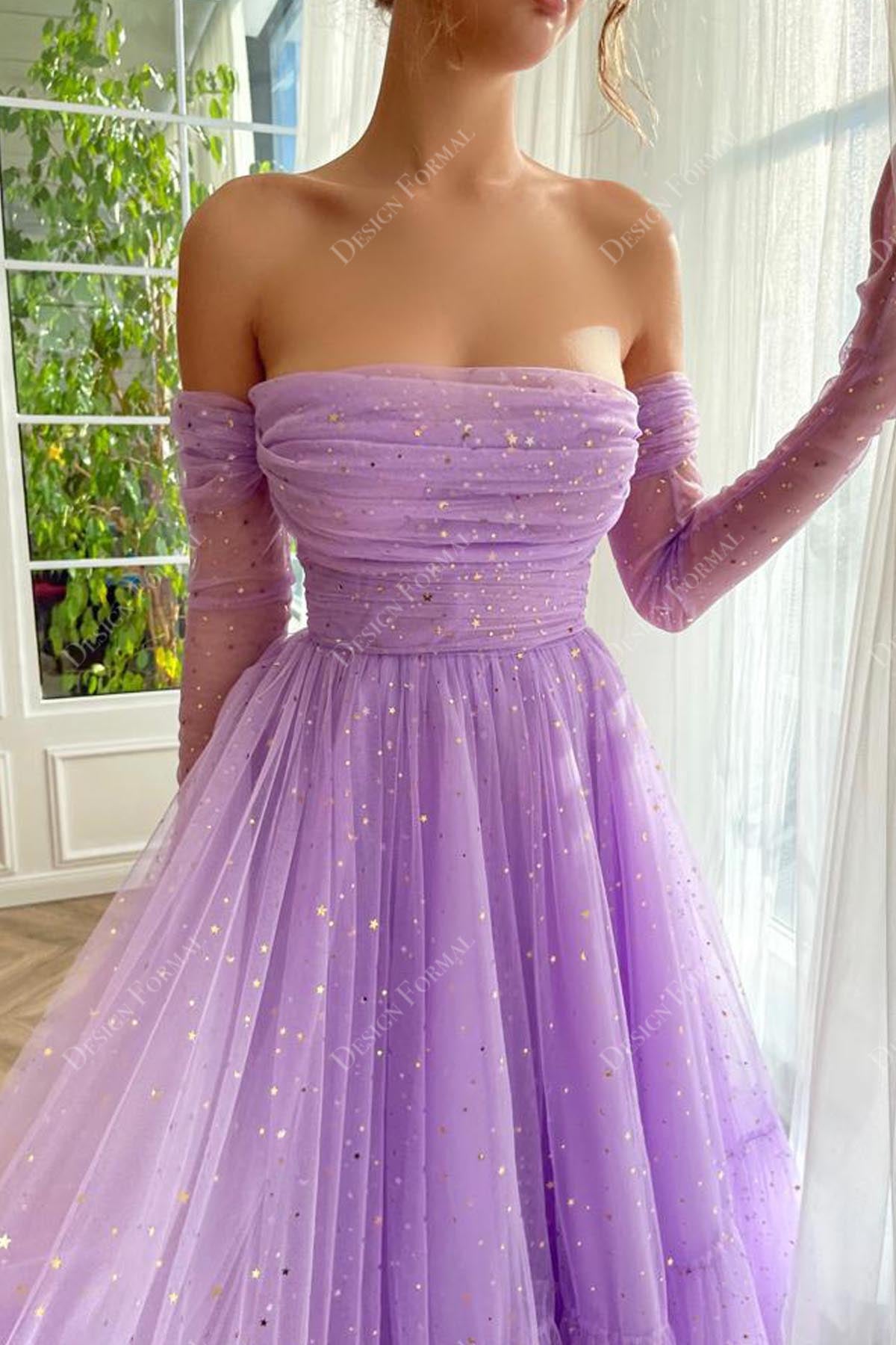 purple graduate A-line prom dress