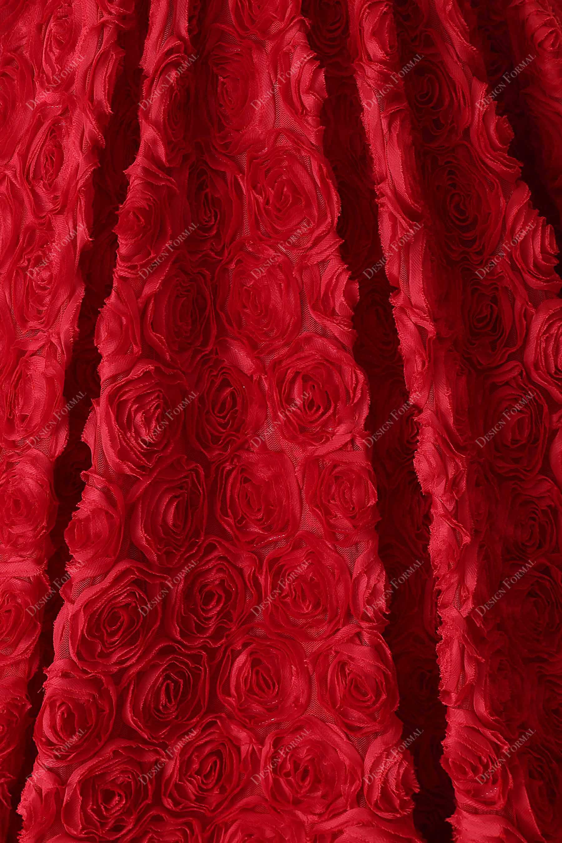 red 3D roses ball gown