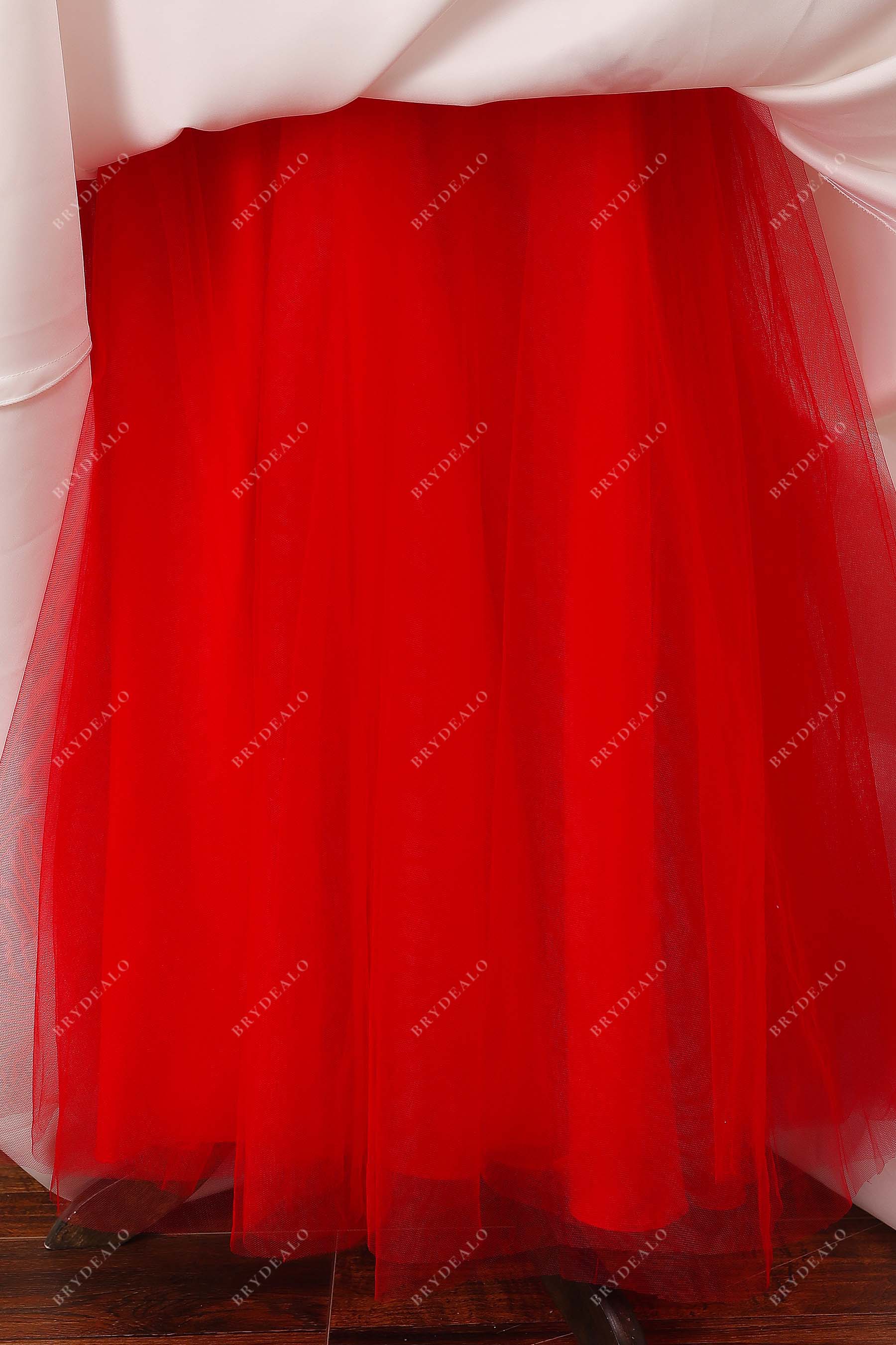 red inner tulle modern bridal gown