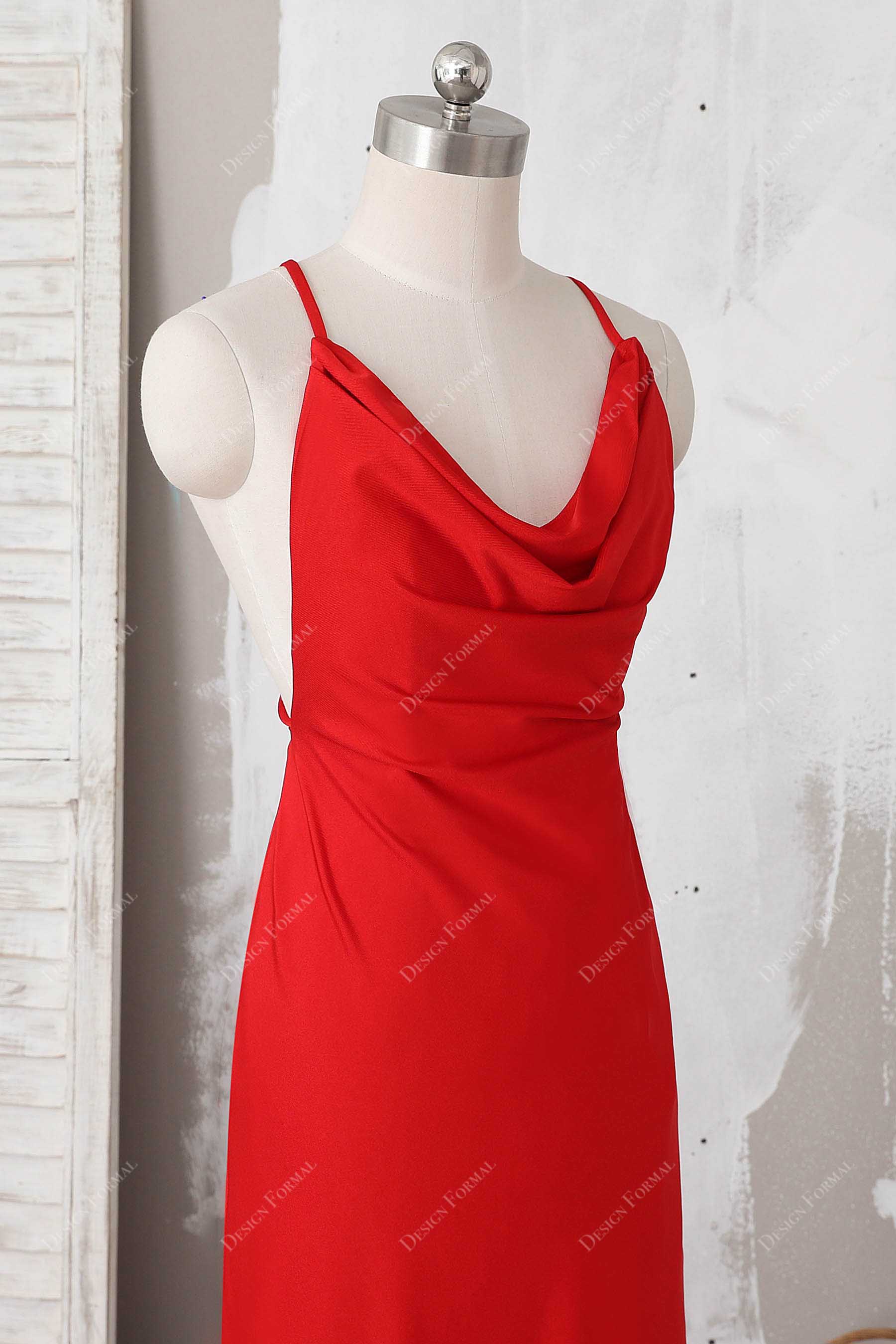 red jersey halter neck dress