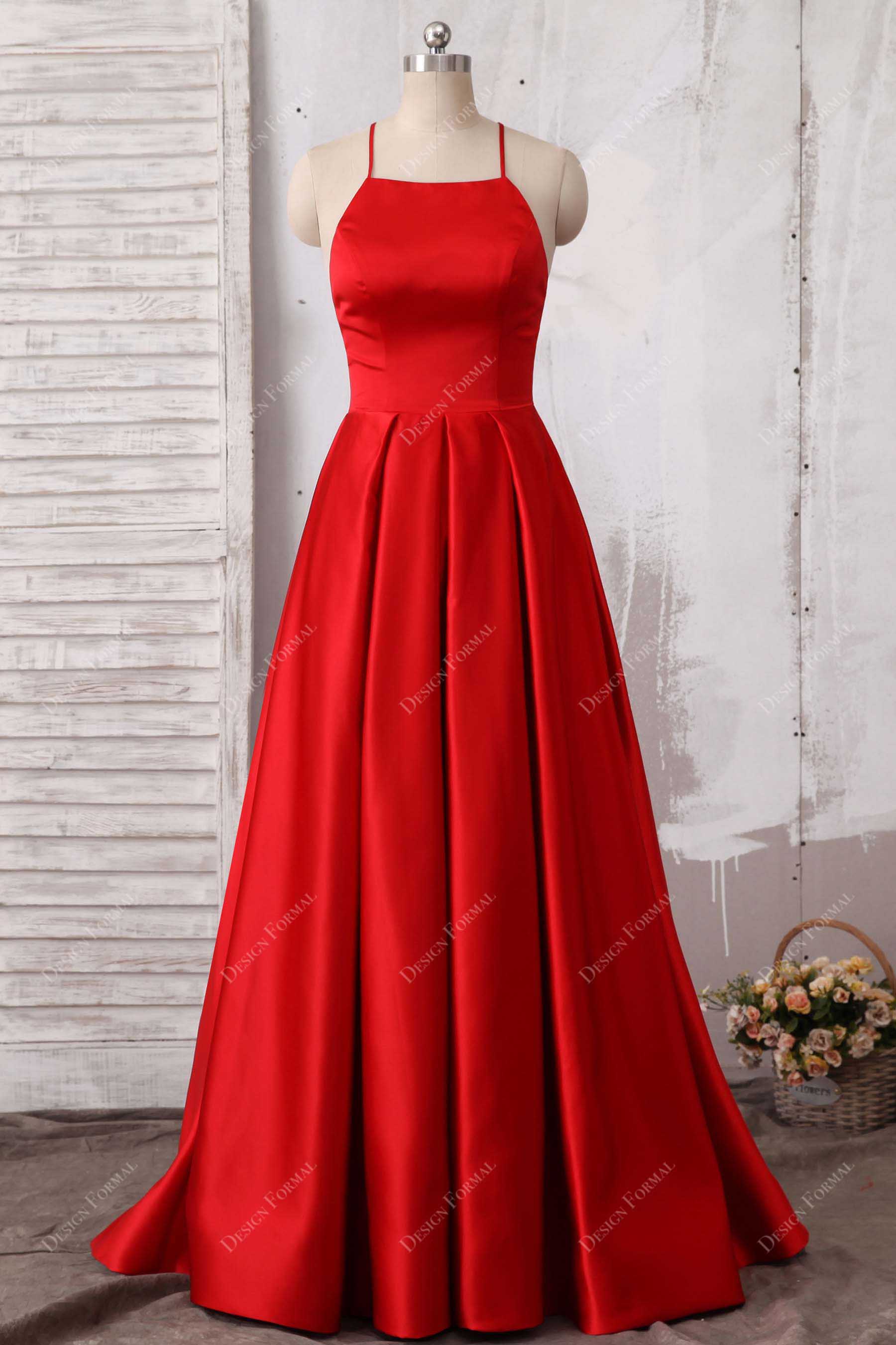 Red Satin Prom Dress