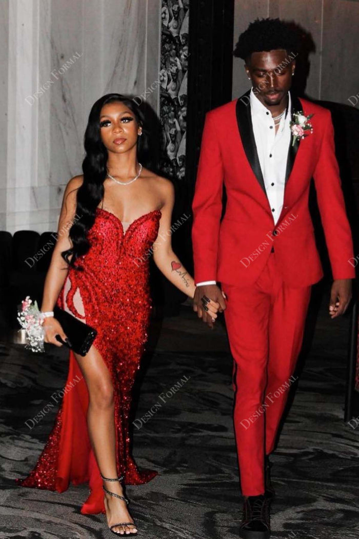 Petal Tease Red Slit Dress