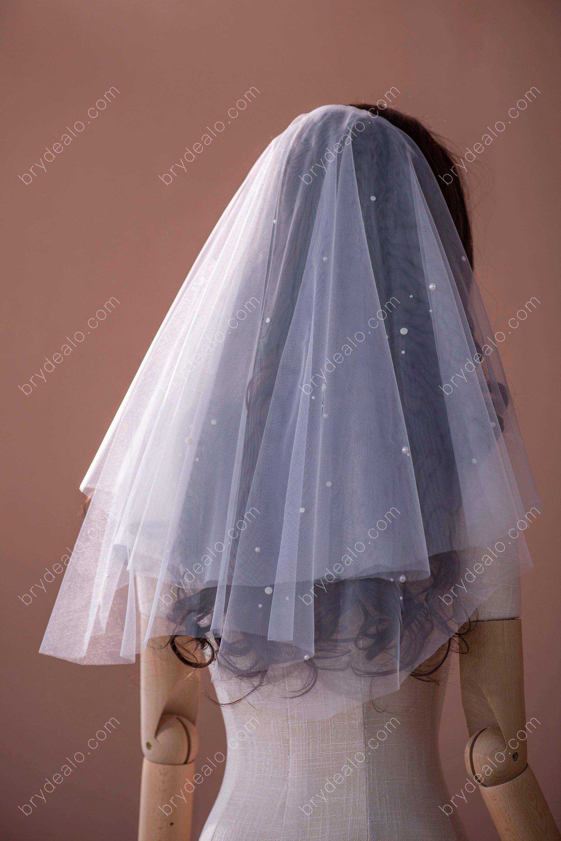 vintage pearls shoulder length bridal veil
