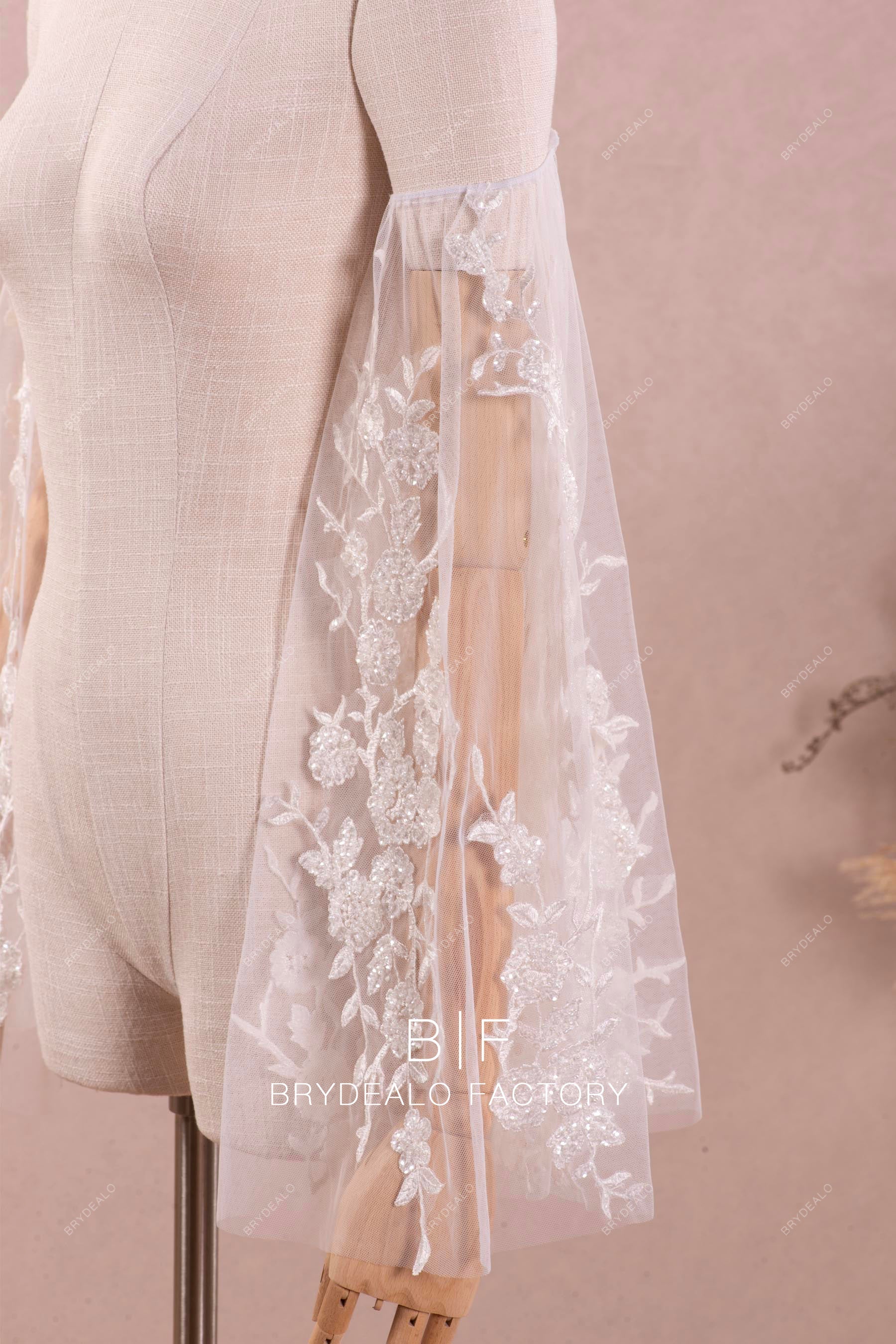 best removable lace tulle bell sleeves online