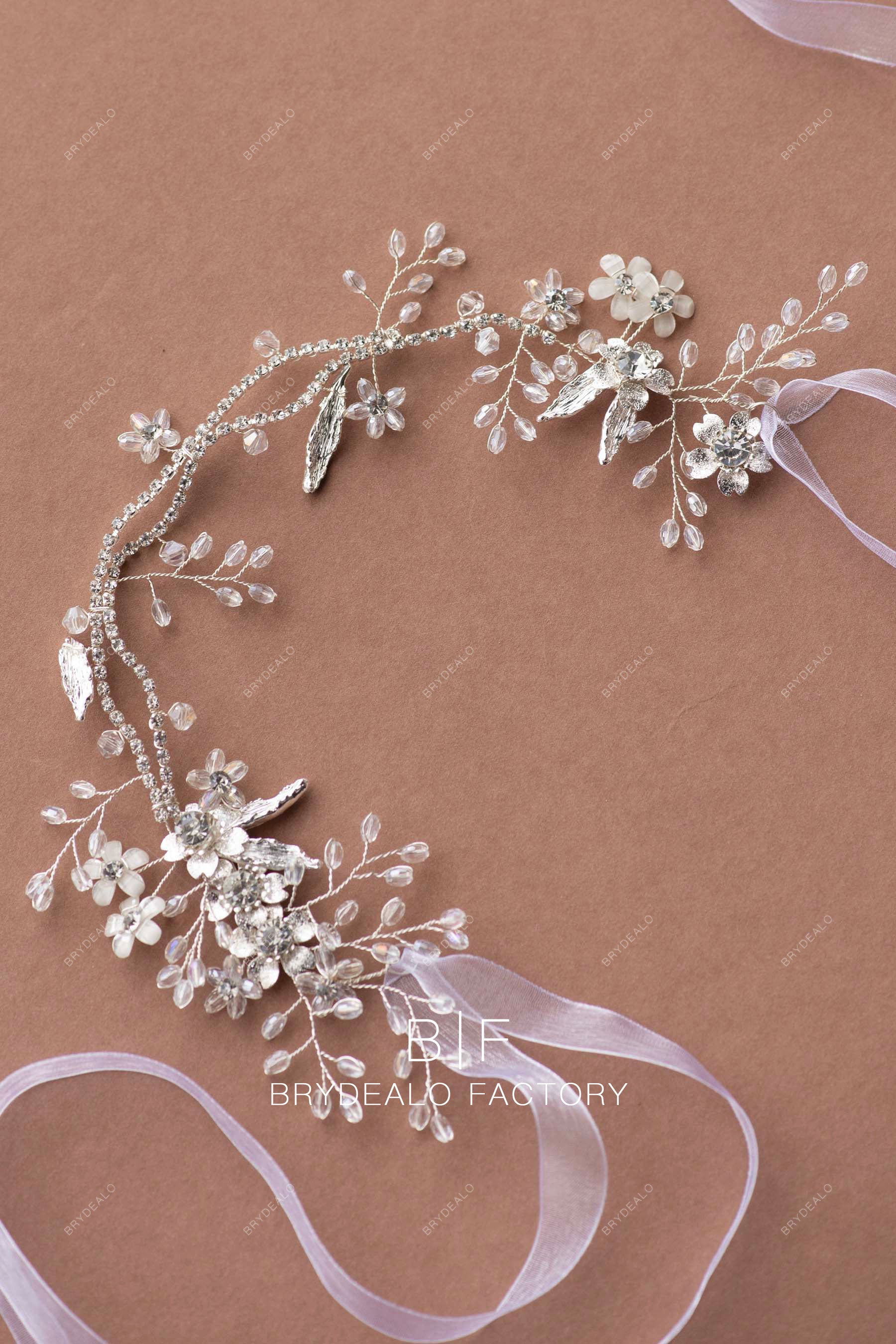 best rhinestone halo with ribbon wedding accessory