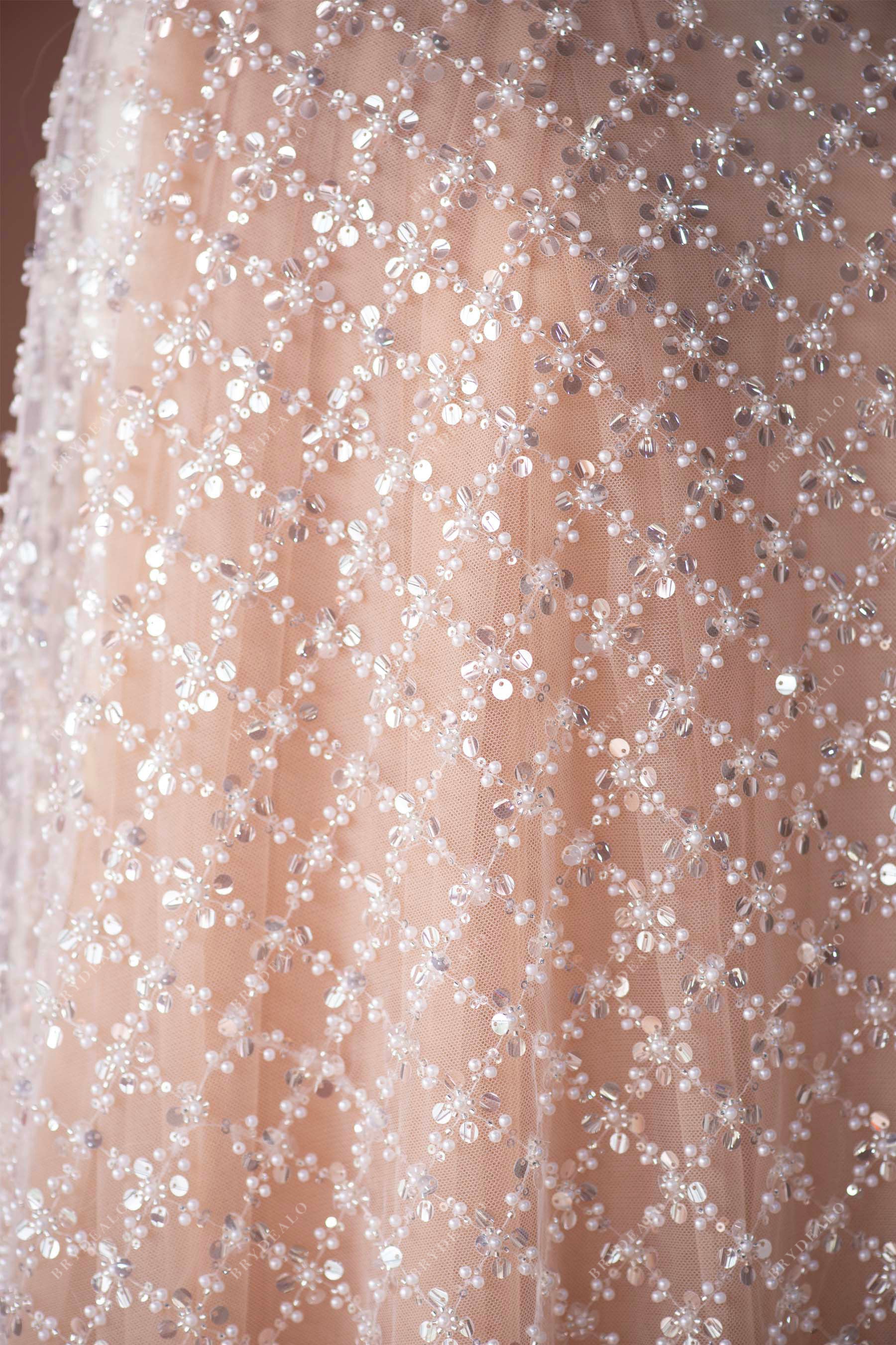 fashion rhombus designer sparkly lace fabric for wedding dress