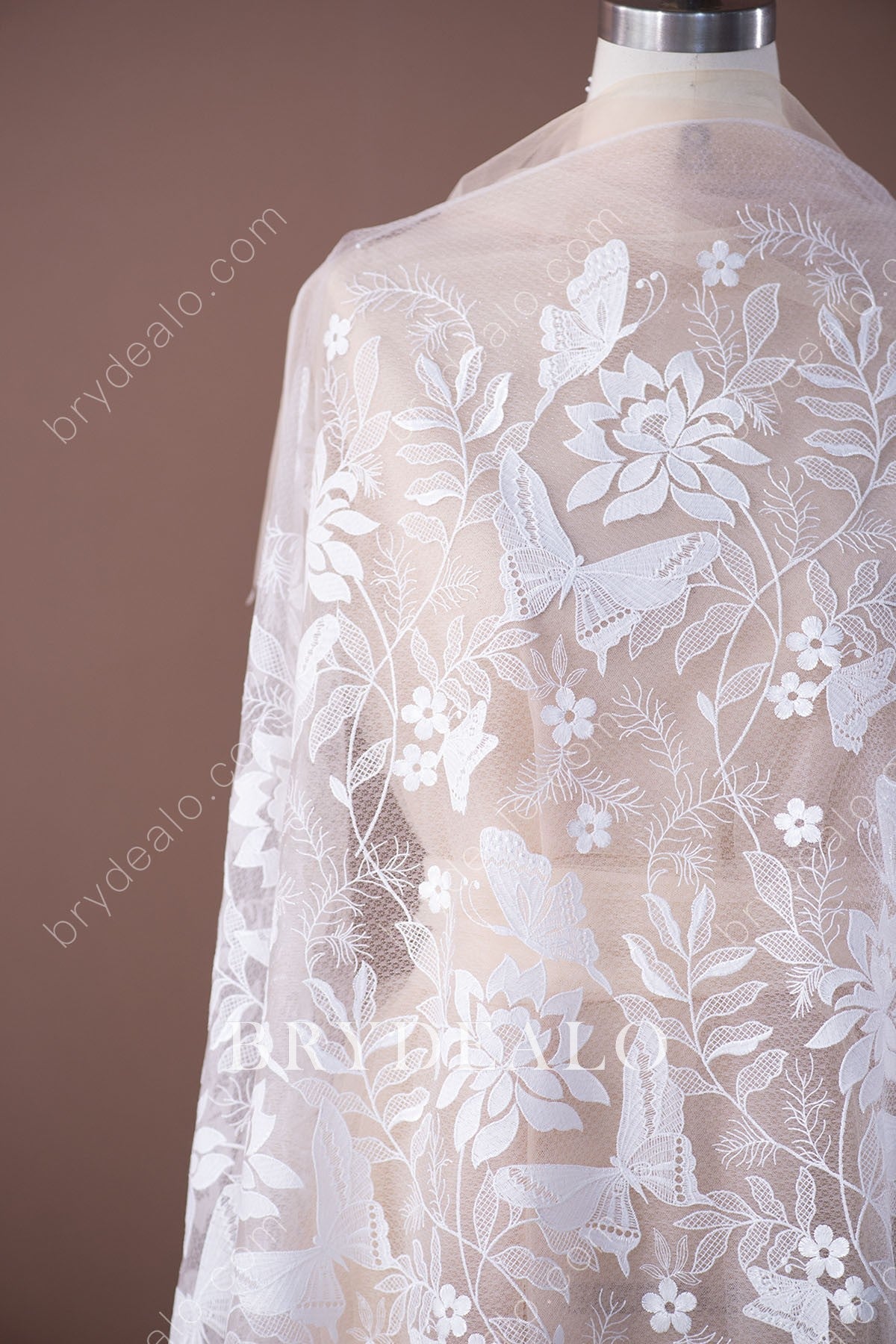 Romantic Flower Butterfly Designer Lace Fabric for sale