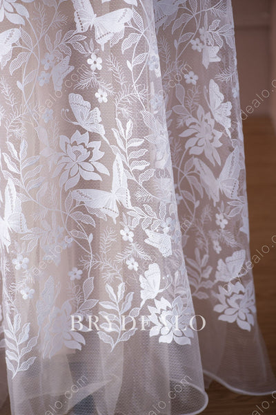 Romantic Flower Butterfly Designer Lace Fabric