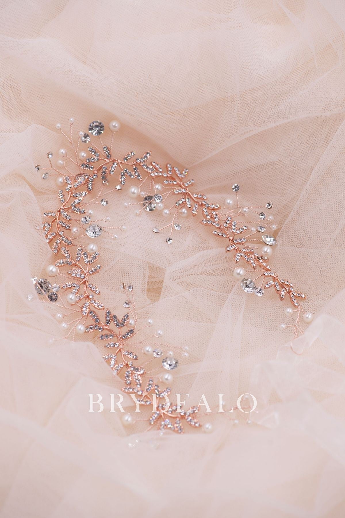 Best Rose Gold Rhinestones Pearls Bridal Headband Online