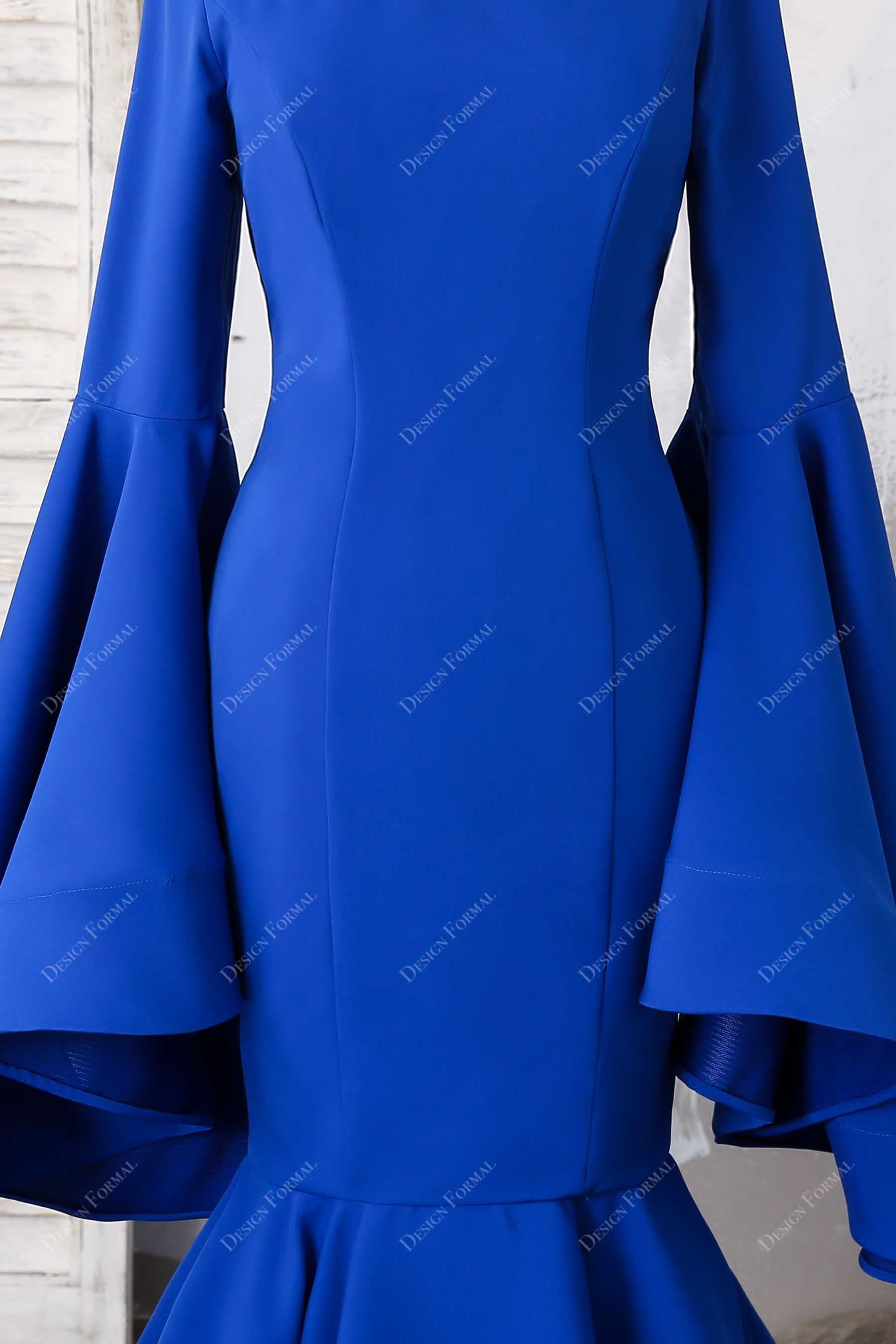 royal blue matte bell sleeves dress