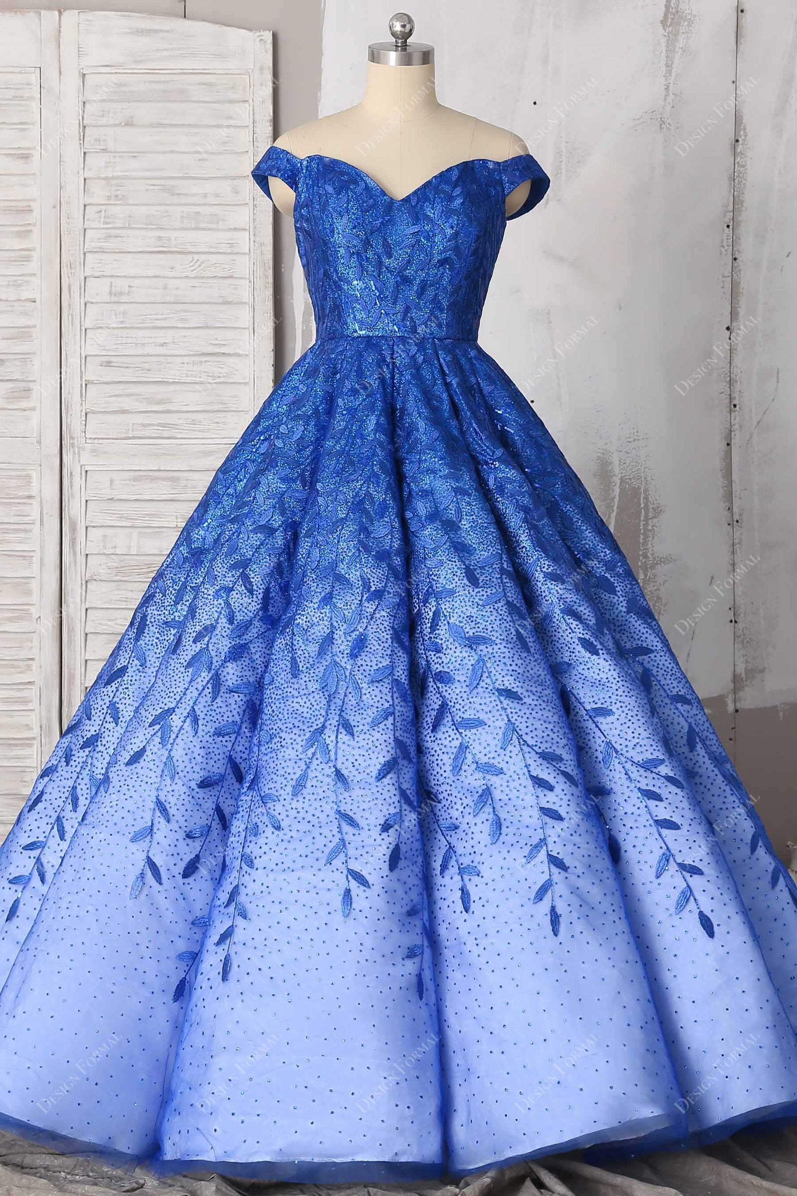 Off Shoulder Mini Ball Gown Prom Dress With Bow - Sky Blue main image 1