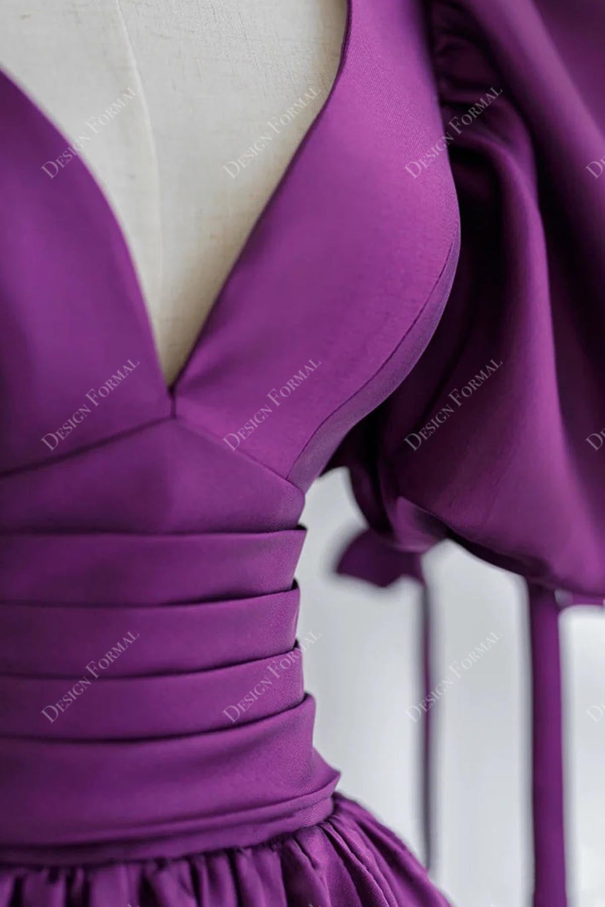 Purple Plus Size Prom Dresses Satin V Neck Sleeveless Formal Dress wit –  MyChicDress
