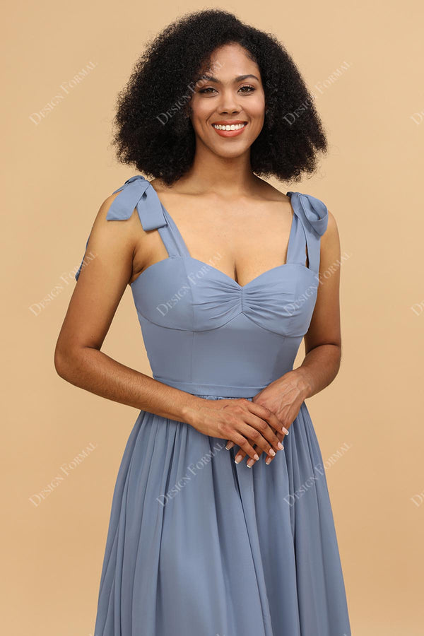 Sweethart Neck Short Bridemaid Dresses Dusty Blue Plus Size main image 1