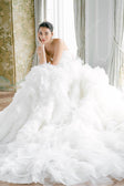 Ruched Sweetheart Satin Custom Ruffled Tulle Ball Gown Wedding Dress