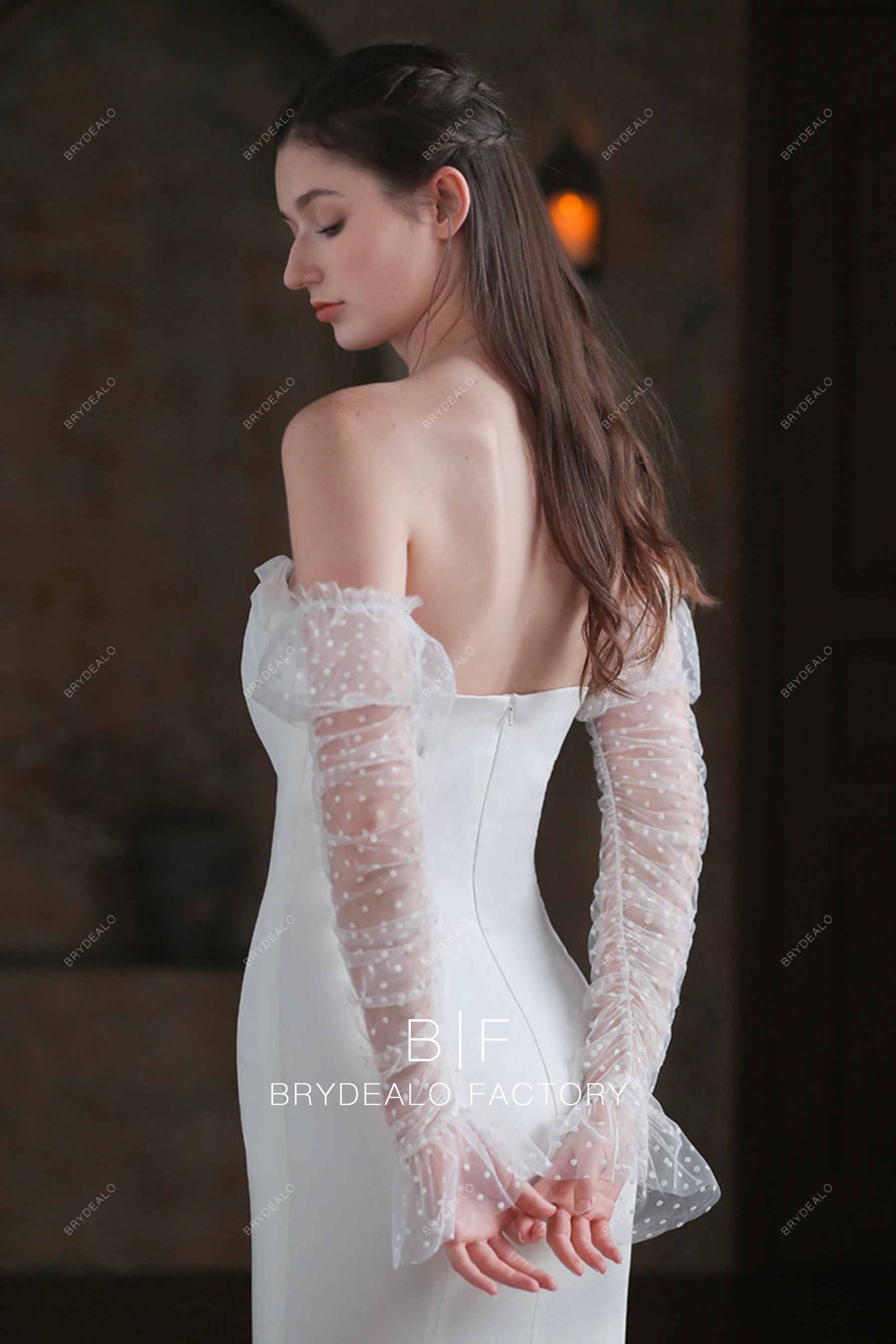 ruffled cuff long bridal sleeves online