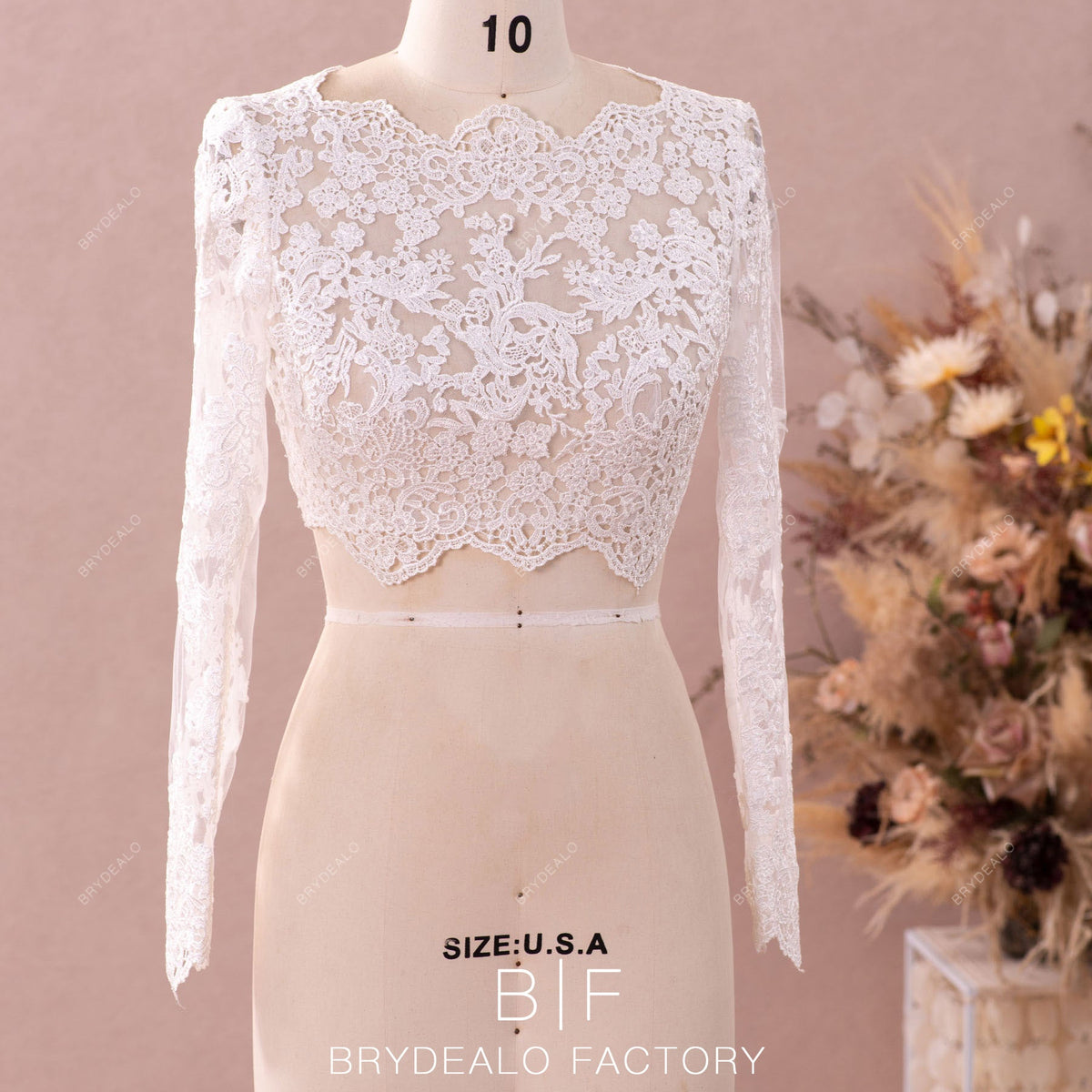Long Sleeve Lace Crop Top Beautiful Scalloped Neck Bridal Bolero Long Sleeve Lace Crop Top Beautiful Scalloped Neck Bridal Bolero