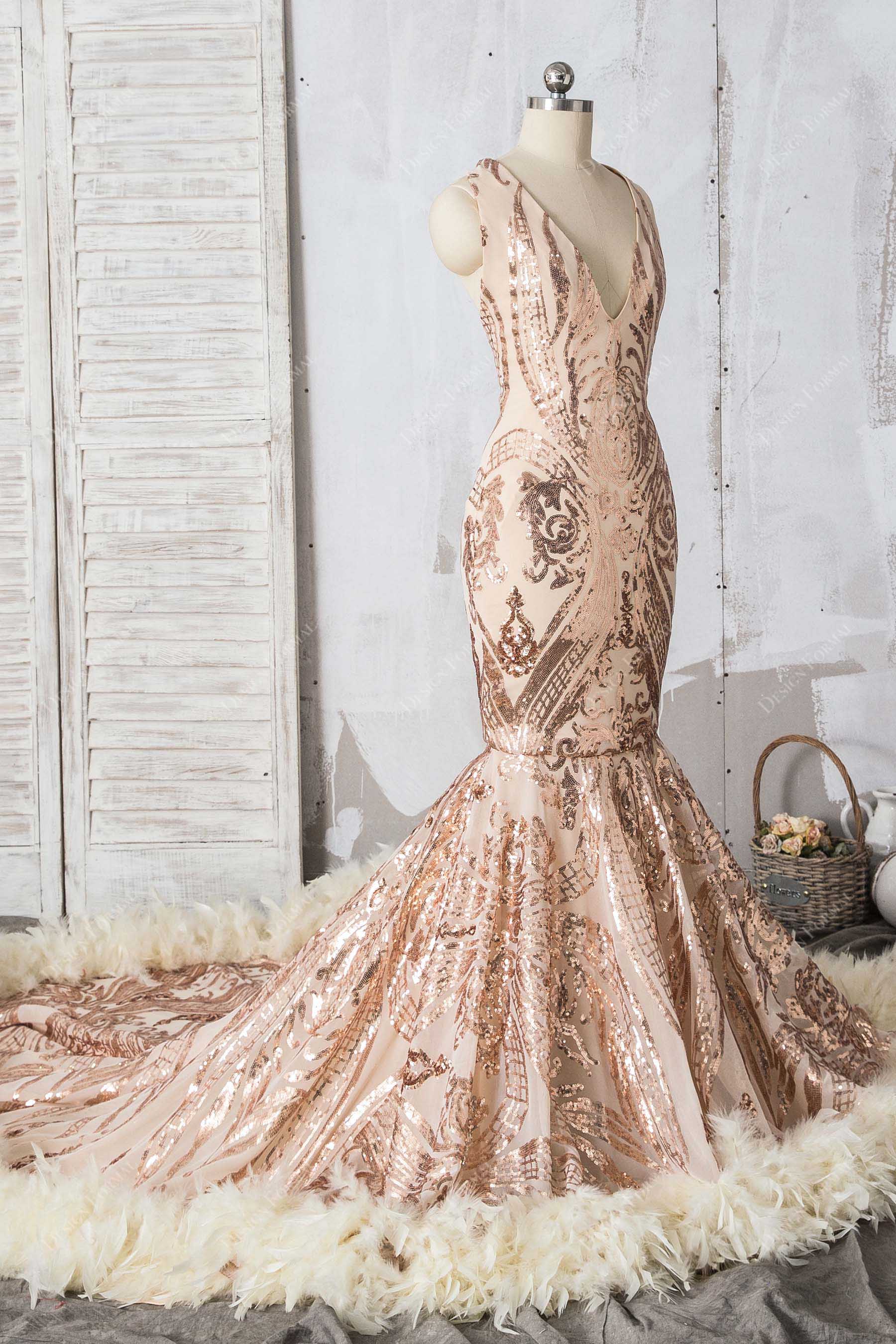 Champagne Mermaid Prom Dresses