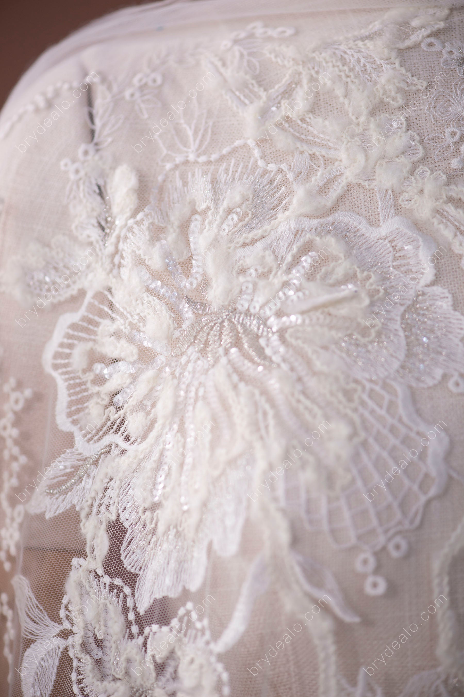 Ornate Sequin Flower Embroidery Lace Fabric for Sale