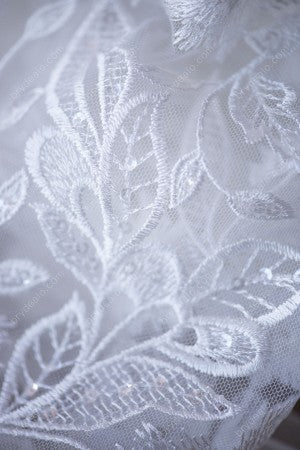 Designer Sequin Leaf Flower Bridal Lace Fabric for Sale