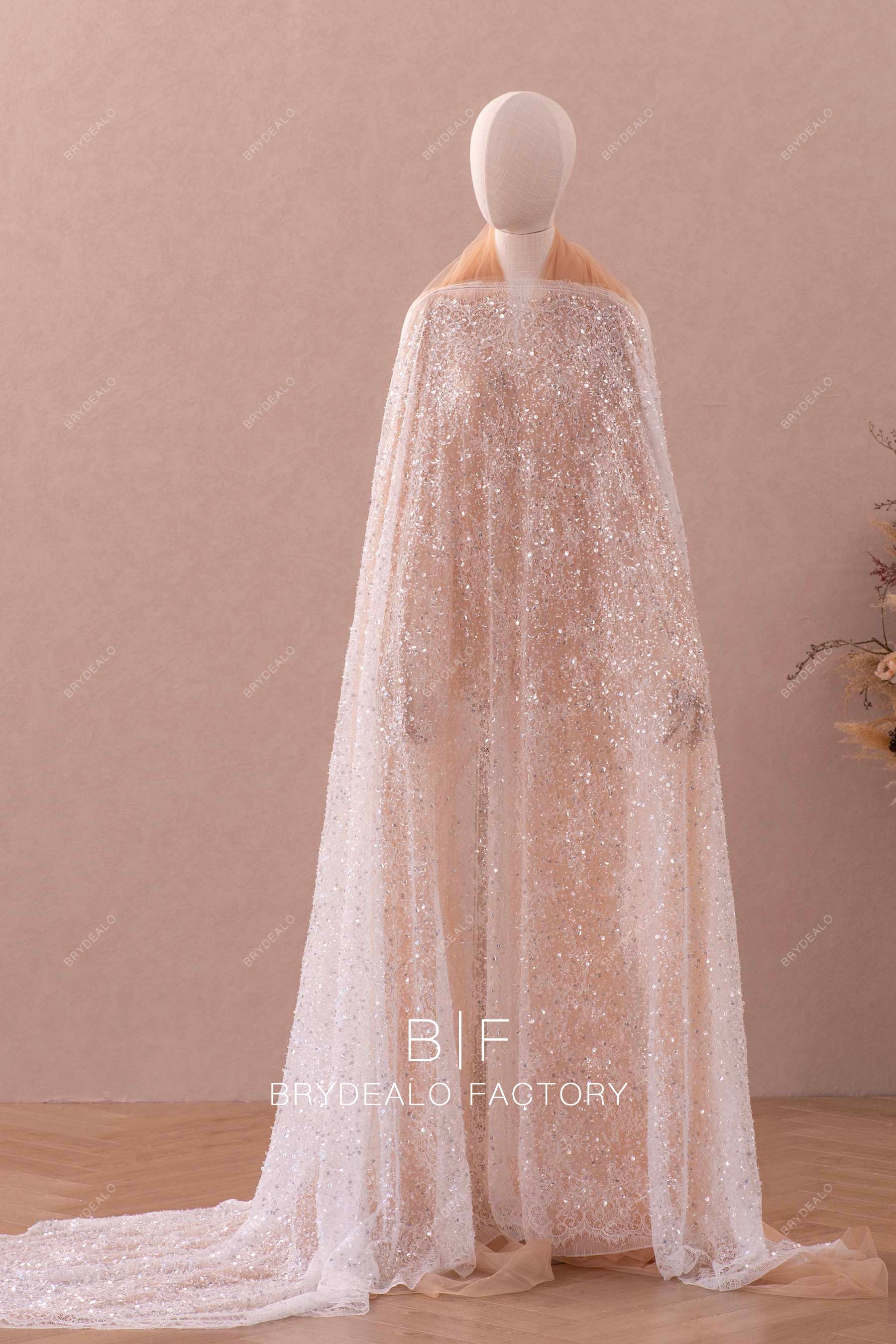 Sparkling Sequins Lace Fabric Online for Wedding Dress