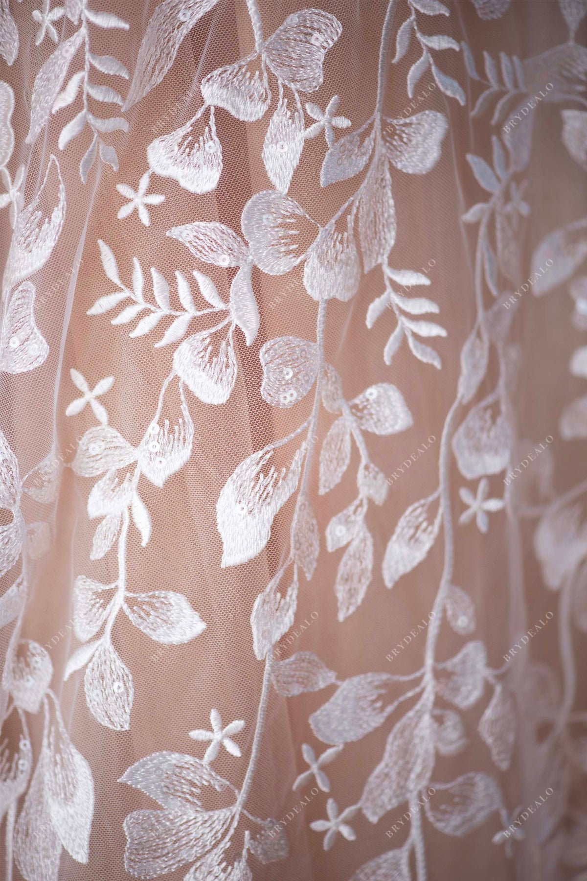 Sparkly Designer Sequined Flower Lace Fabric Online
