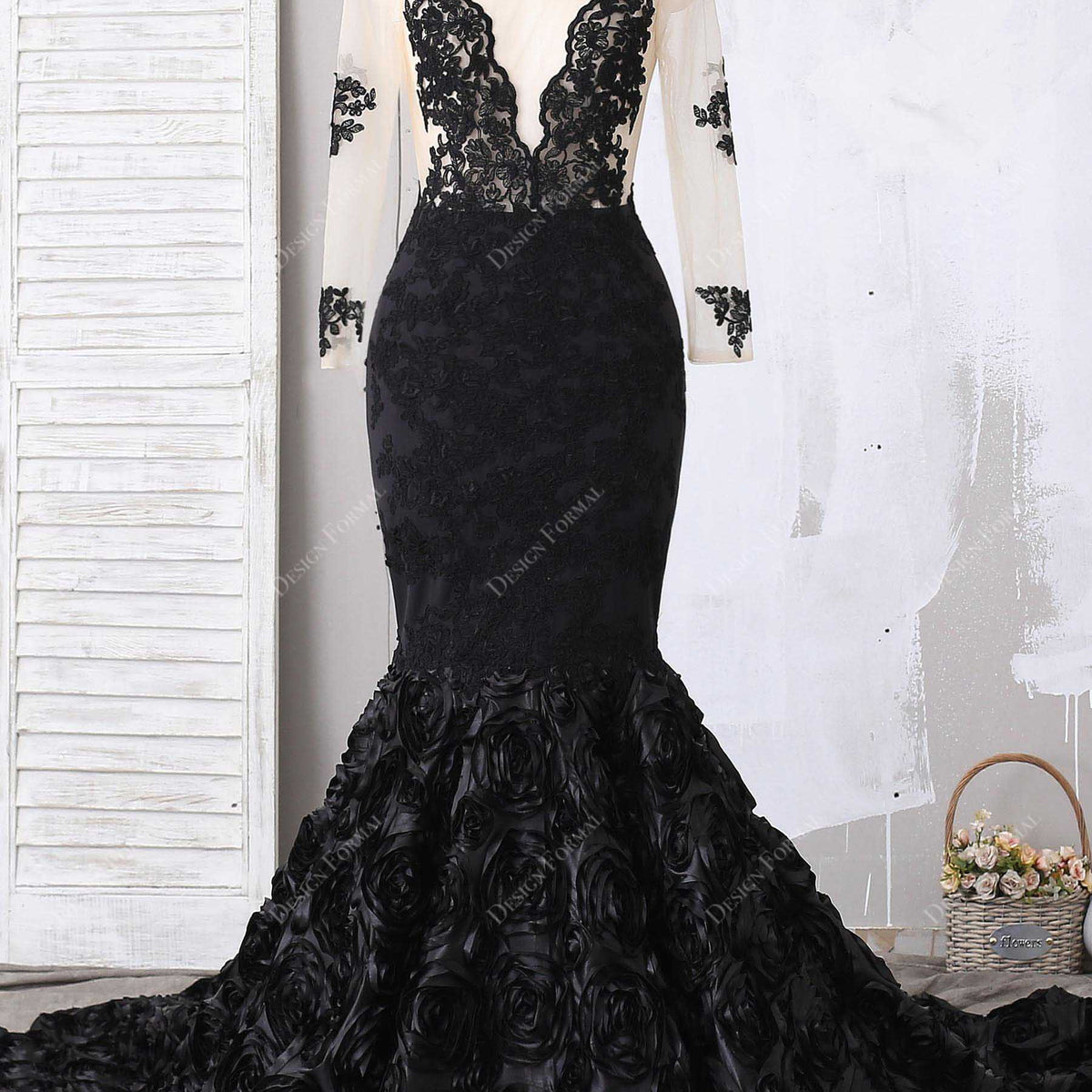 wedding dresses with long sleeves and high neck Refined Old Money High Neck Long Sleeve Pearl Jacquard Wedding Dress 8