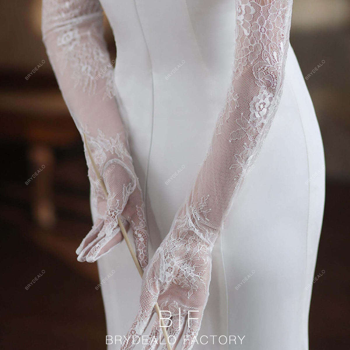 Elegant Fairy Sheer Long Lace Bridal Formal Gloves Elegant Fairy Sheer Long Lace Bridal Formal Gloves