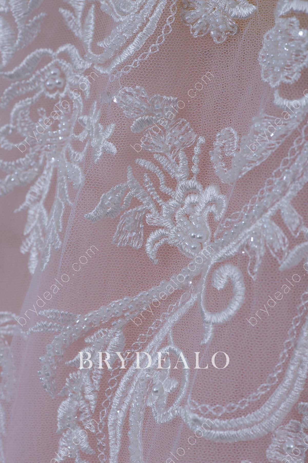 Best Pearls Beaded Cording Lace Fabric