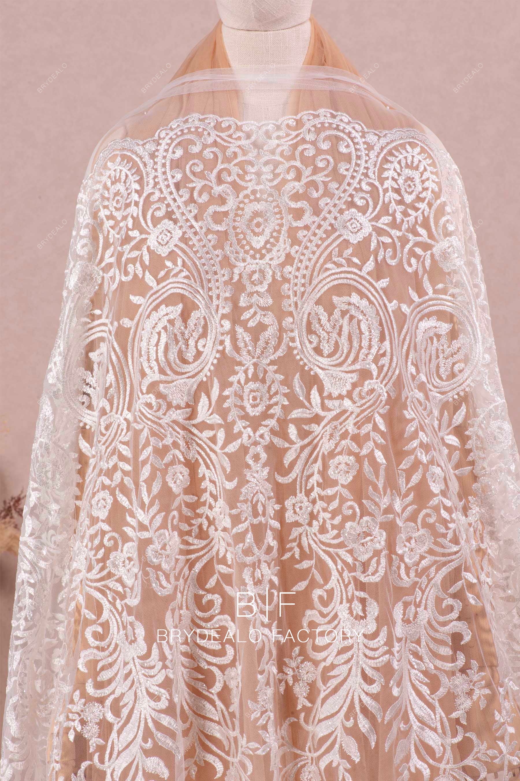 designer shimmery abstract pattern lace fabric