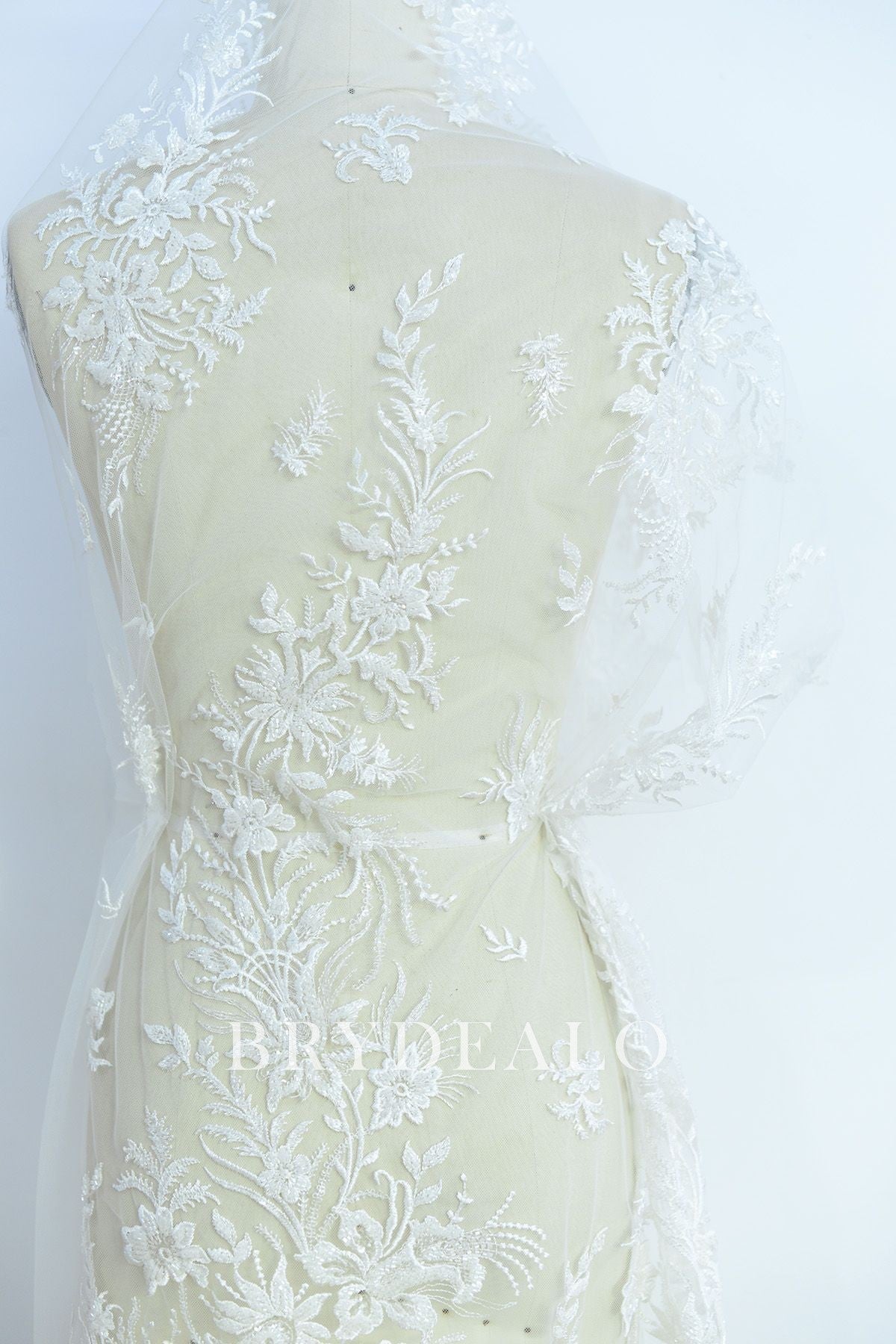 Best Shimmery Beaded Flower Apparel Lace Fabric Online