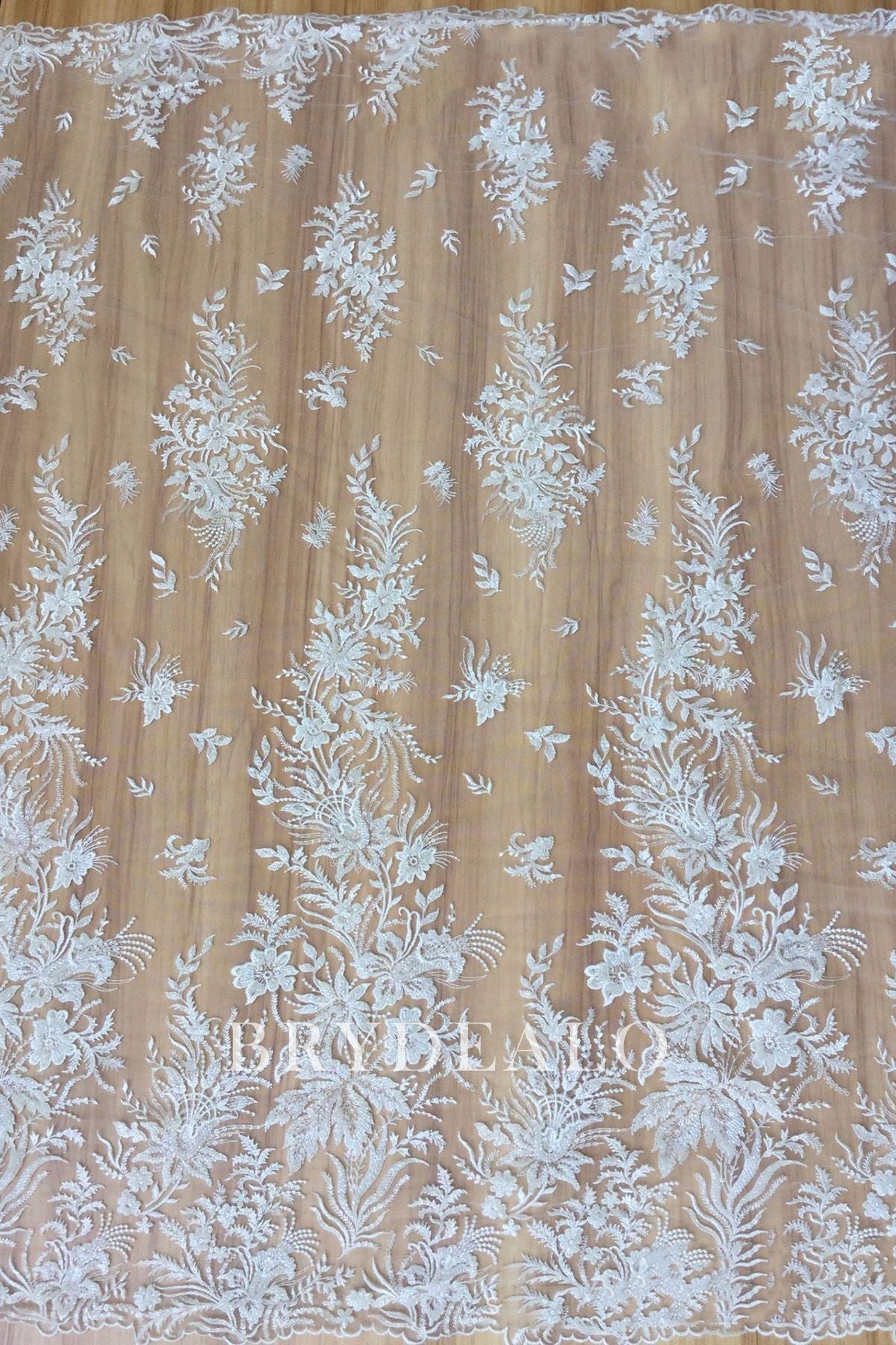 Luxury Shimmery Beaded Flower Apparel Lace Fabric