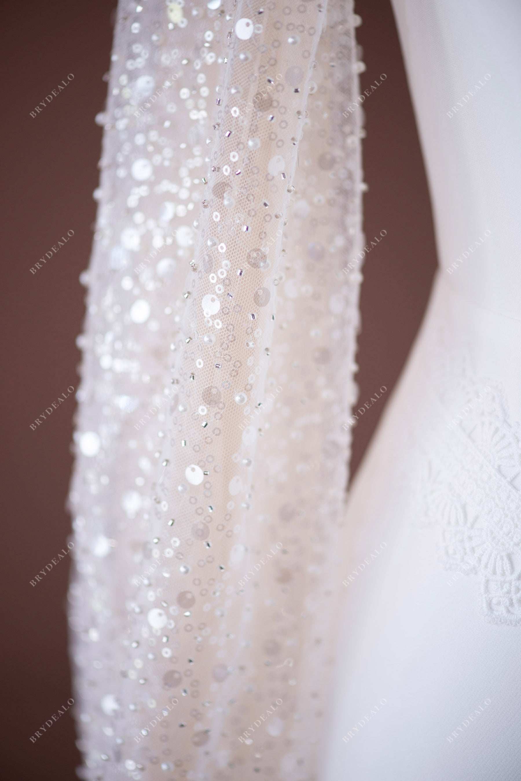 Sparkly Beaded Beaded Sleeves Bridal Gown