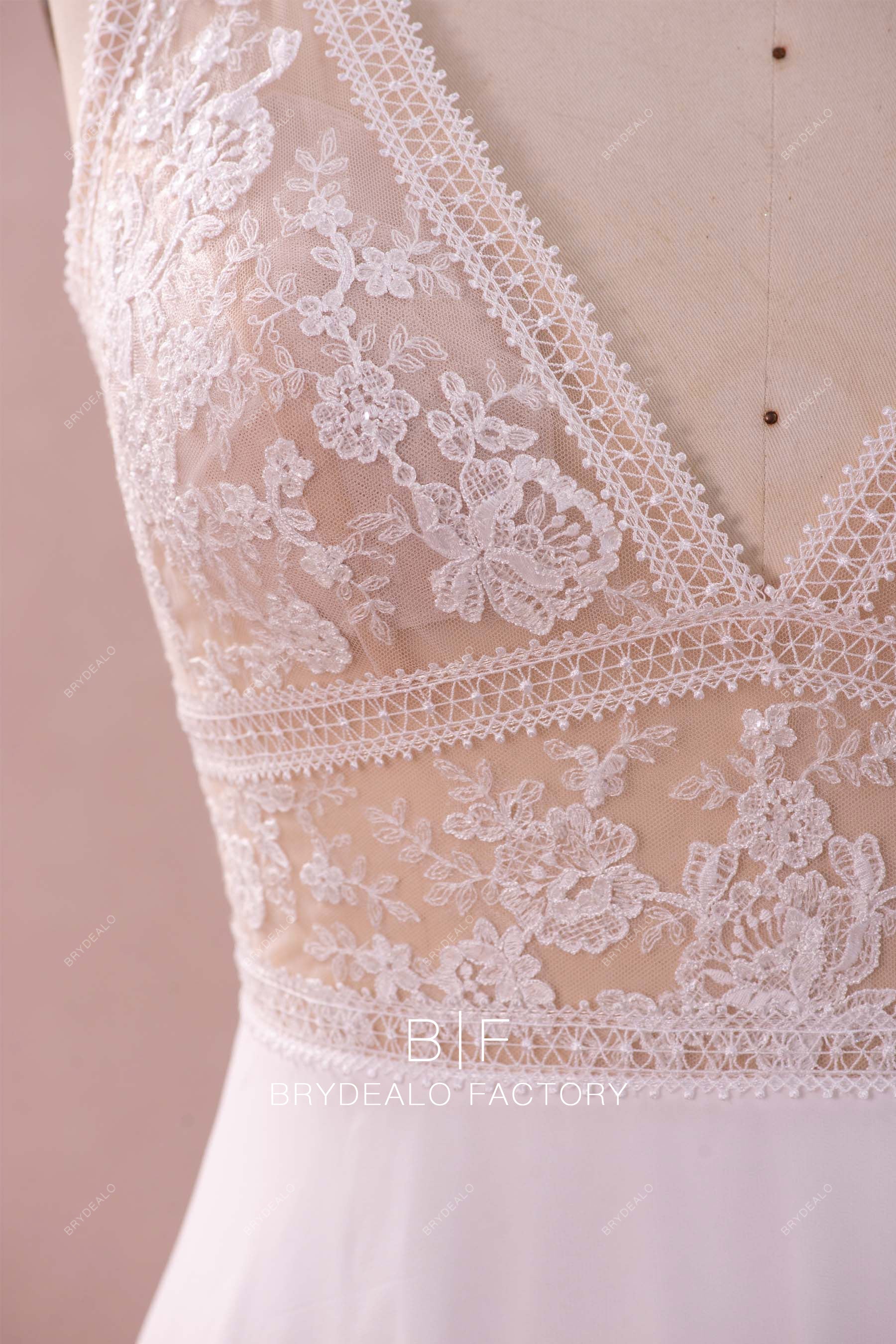 shimmery flower lace summer wedding dress